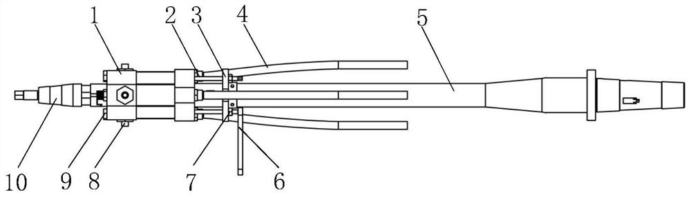 Rail control jet interference test device based on rod balance and its installation and positioning method