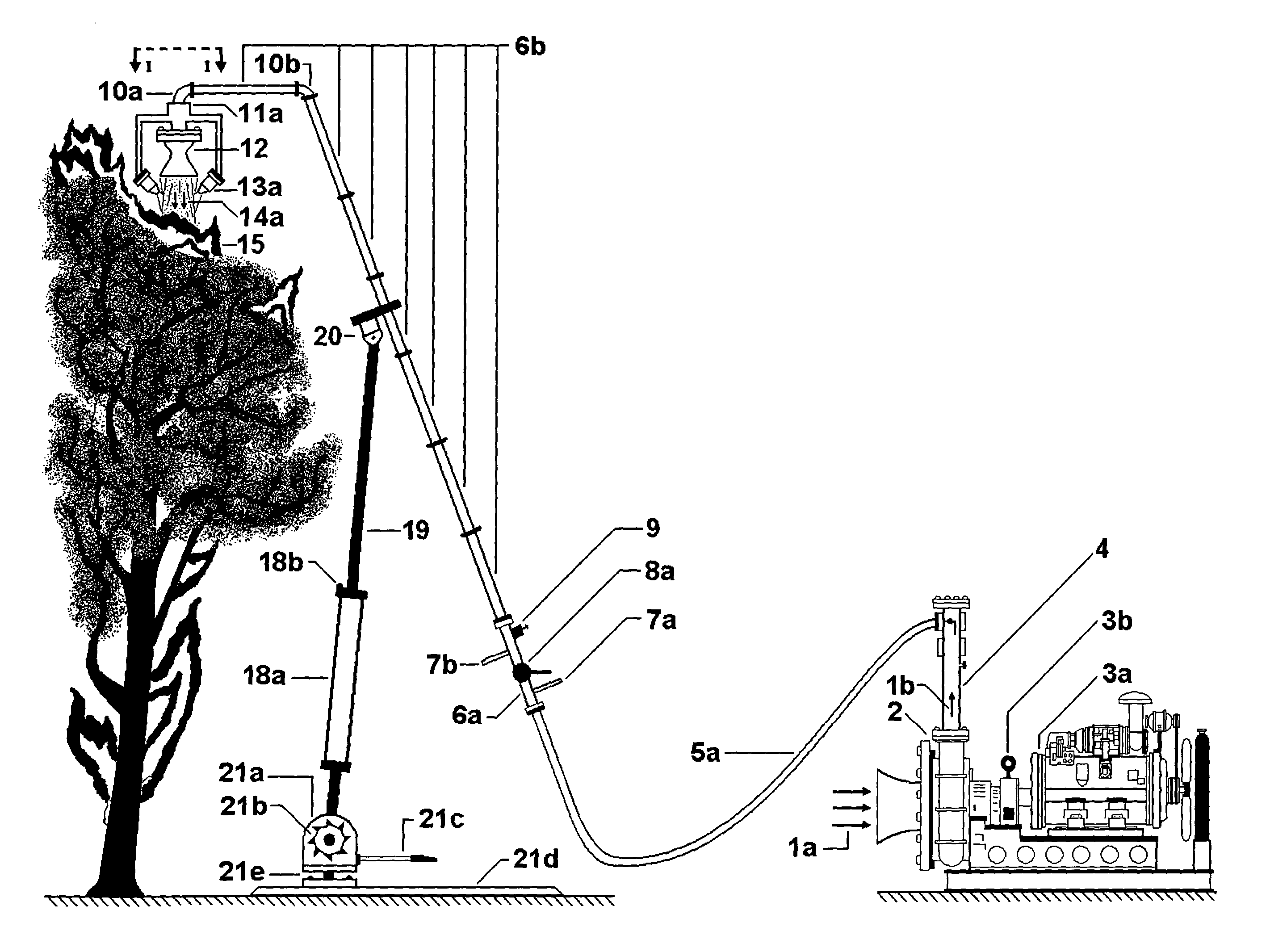 Ambient-air jet blast flames containment and suppression system