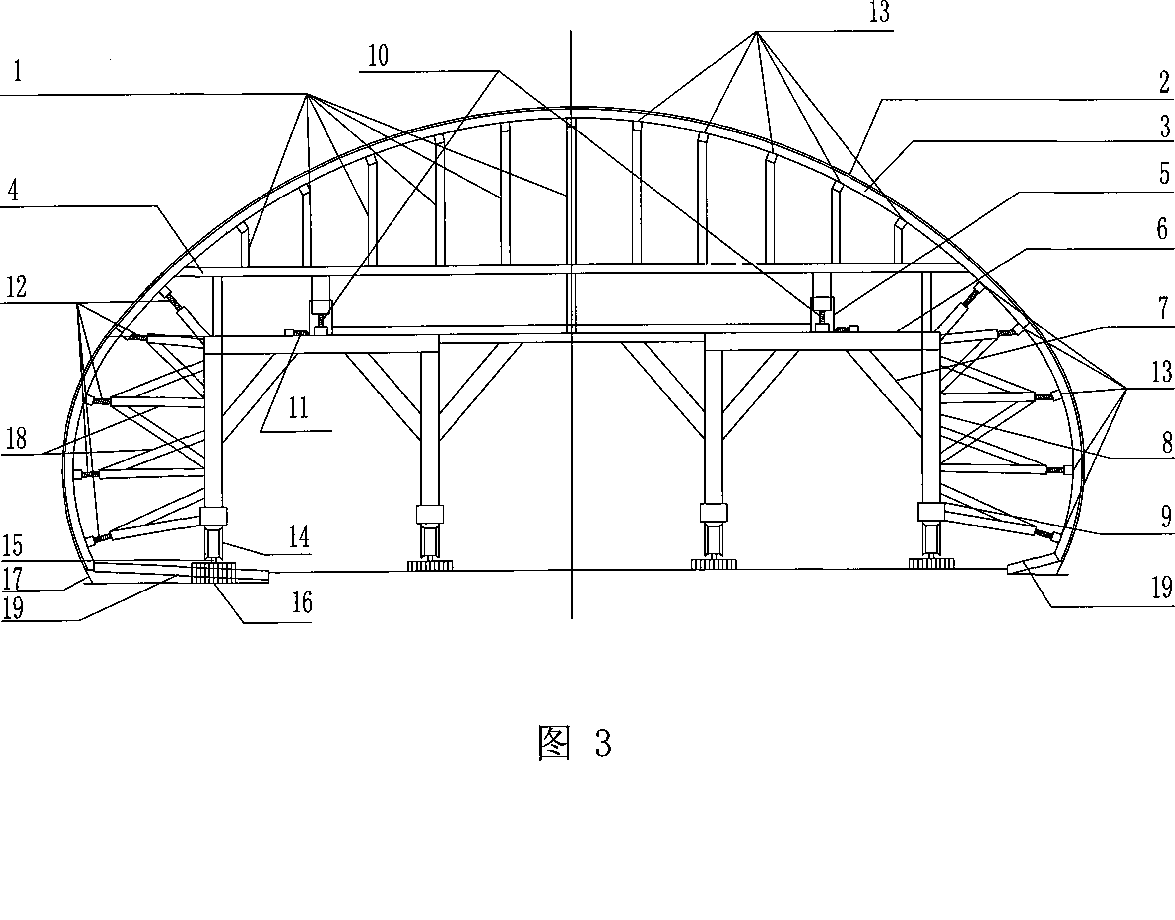 Construction method for large section and multiple sections tunnel lining