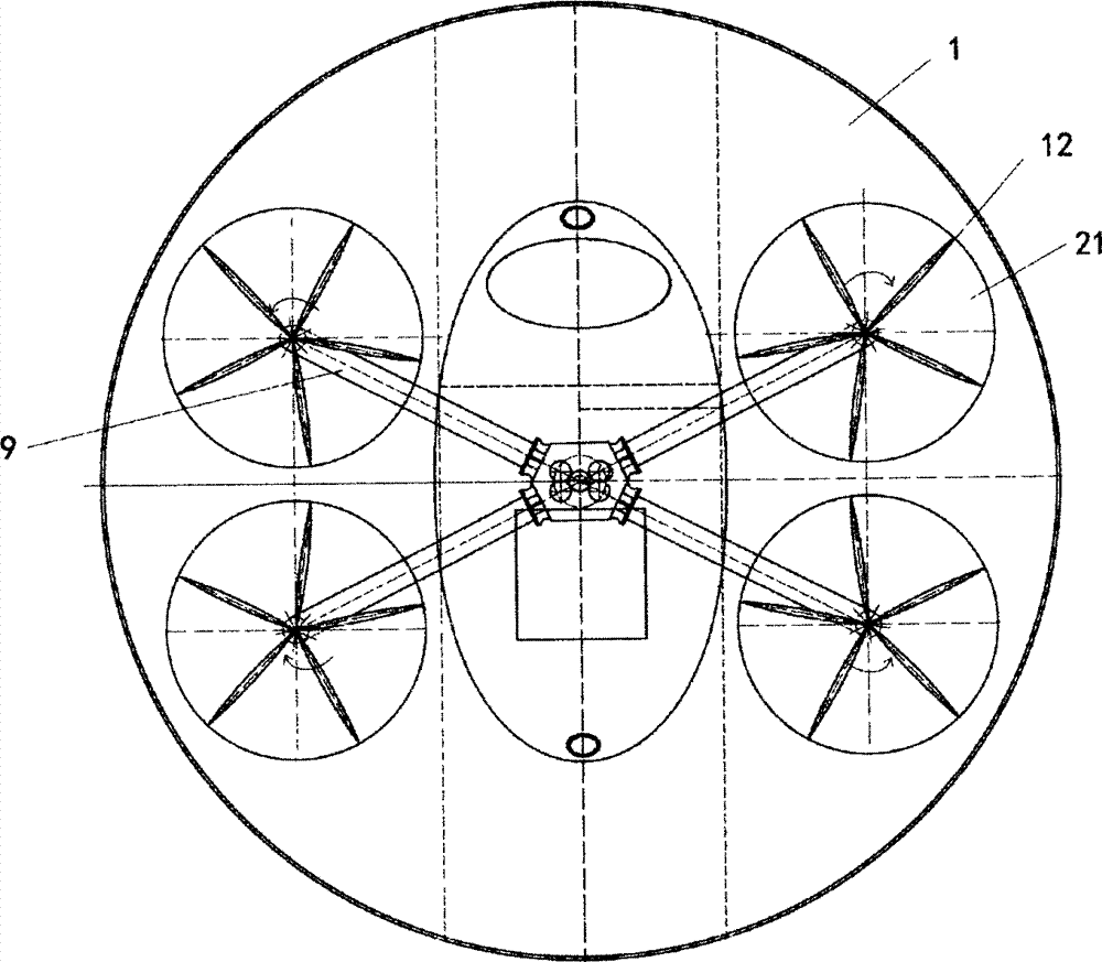 Disc-shaped manned four-rotor aircraft