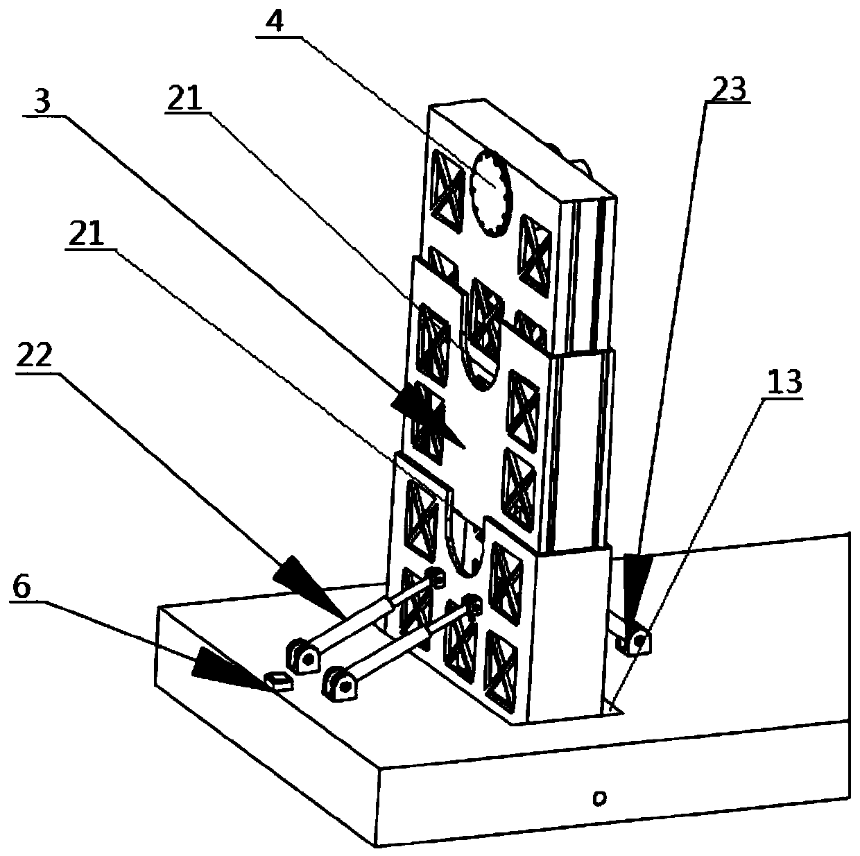 A lifting device using a real-time movable rigid connection mechanism