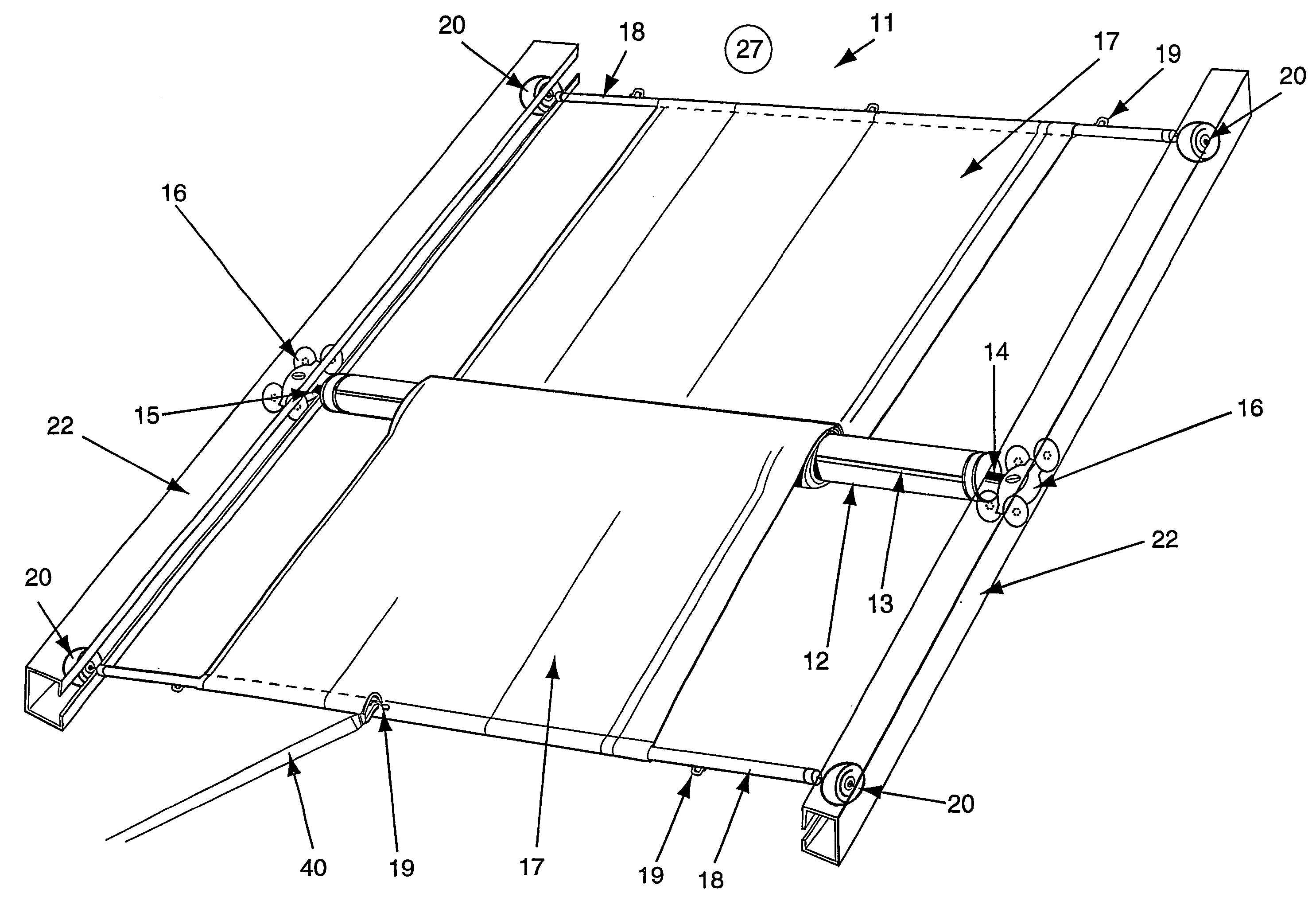 Retractable self rolling blind, awning or cover apparatus