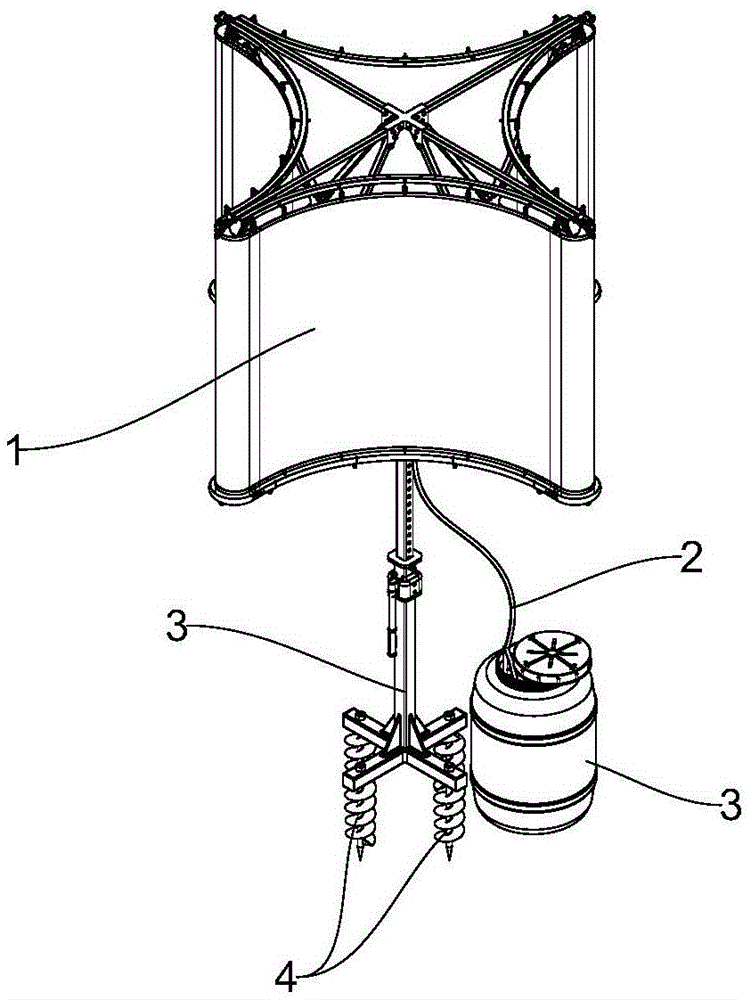 Fog collection device provided with ground anchors