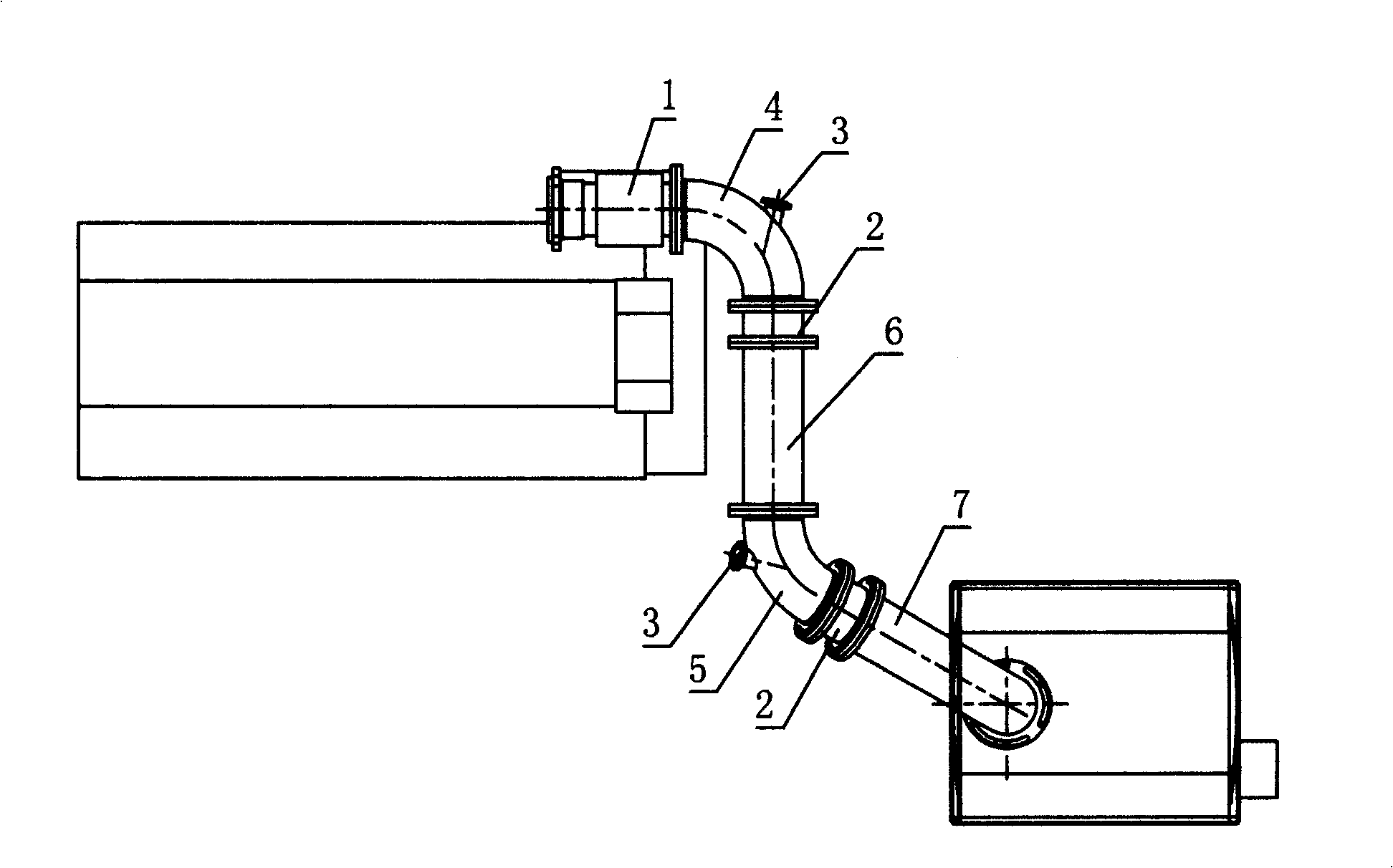 SCR reprocessing piping device of large-duty engine