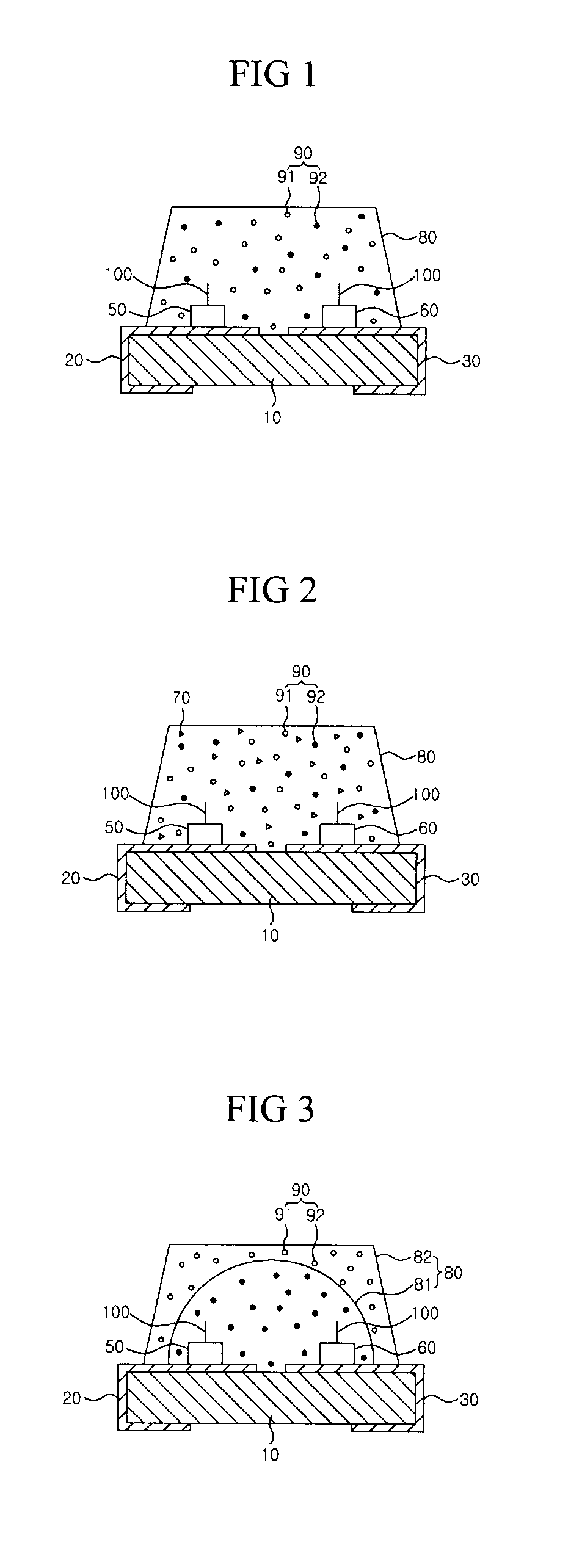 Light emitting device having plural light emitting diodes and at least one phosphor for emitting different wavelengths of light