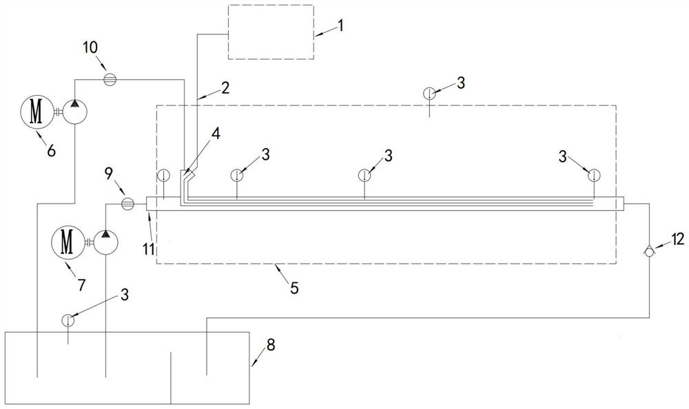 Experimental device for simulating blood temperature field and monitoring temperature