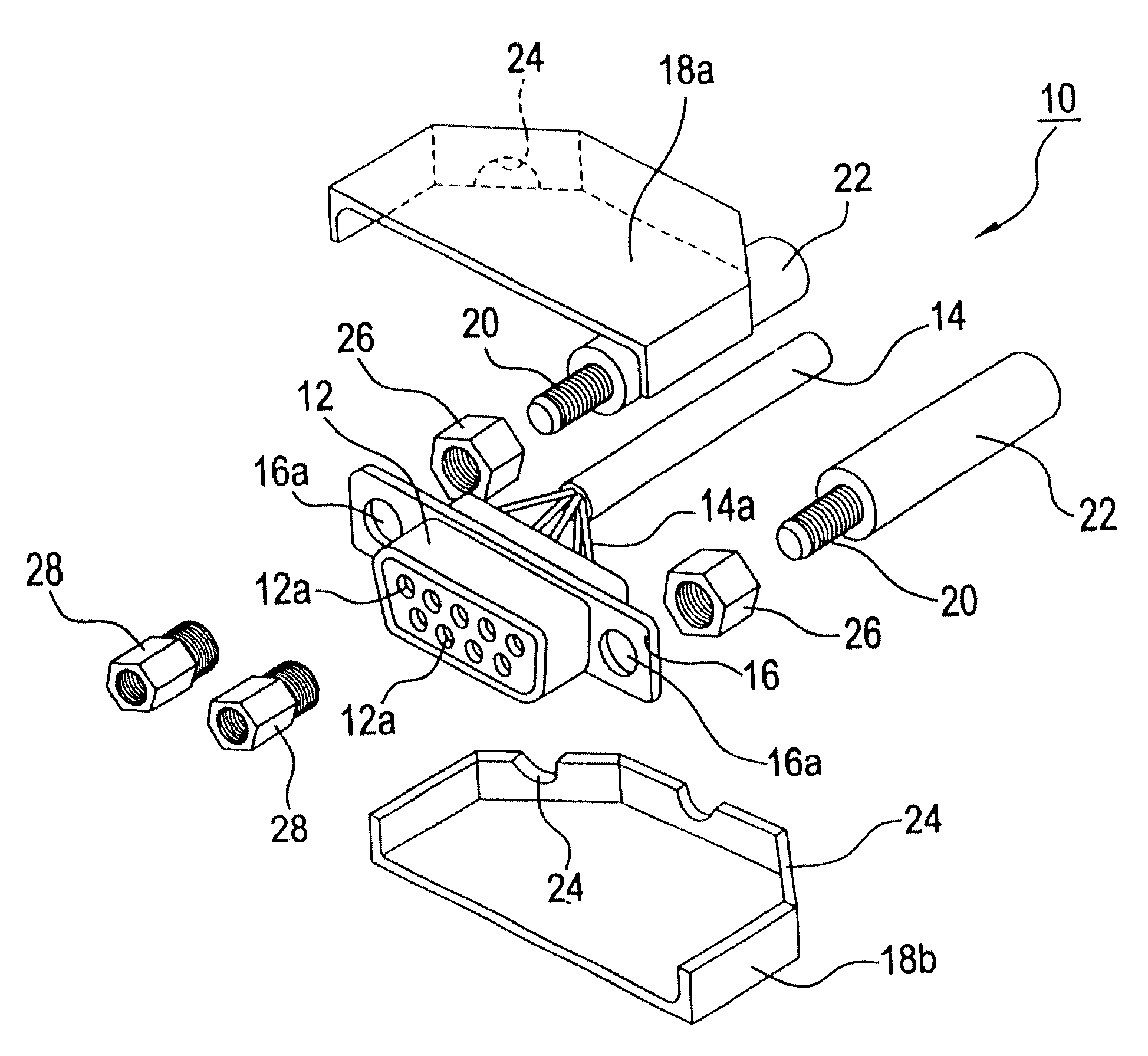 Connector device, interface module using the connector device, and adapter for changing the number of cores of a connector