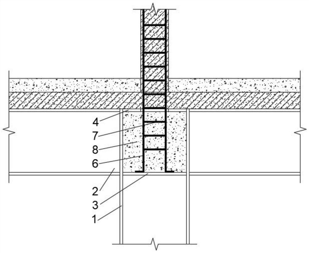 Steel structure column-to-concrete column building node structure and construction method