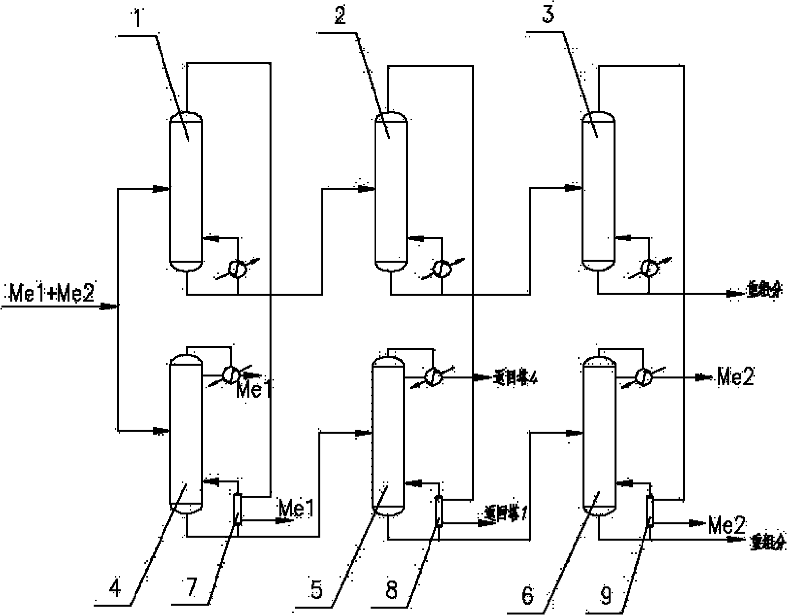 Methyl chlorosilane parallel double-effect distillation method