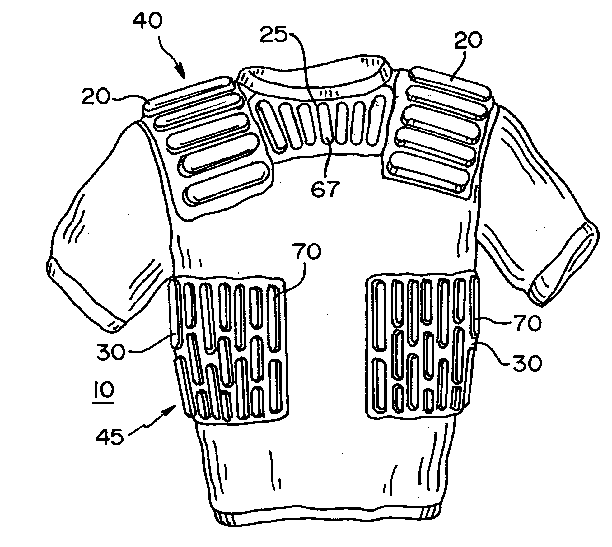 Garment with energy dissipating conformable padding