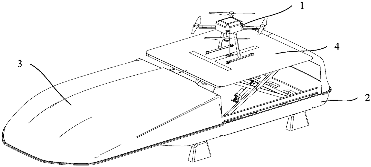 Vehicle-mounted tethered aircraft mounting device and aircraft monitoring system