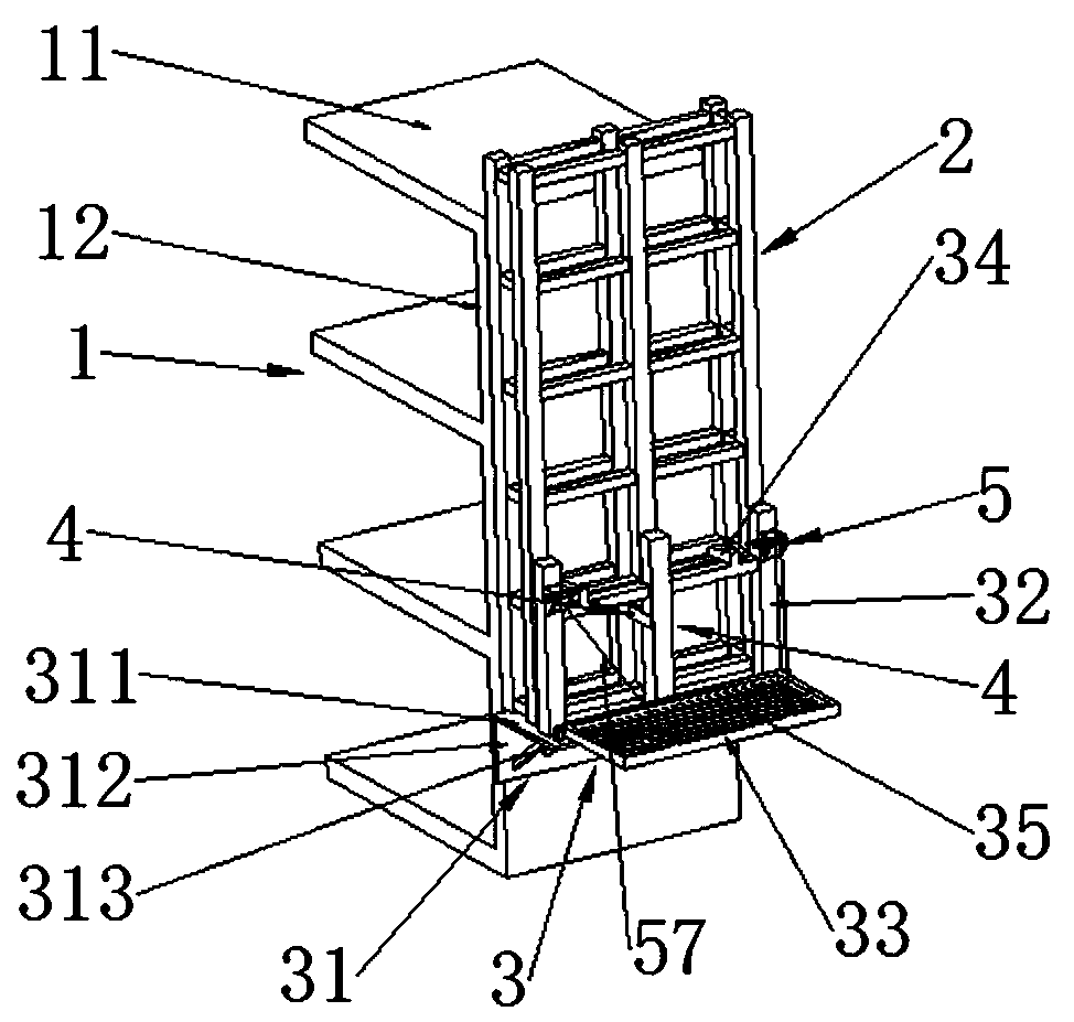 Assembled protecting device on building construction site and construction method thereof
