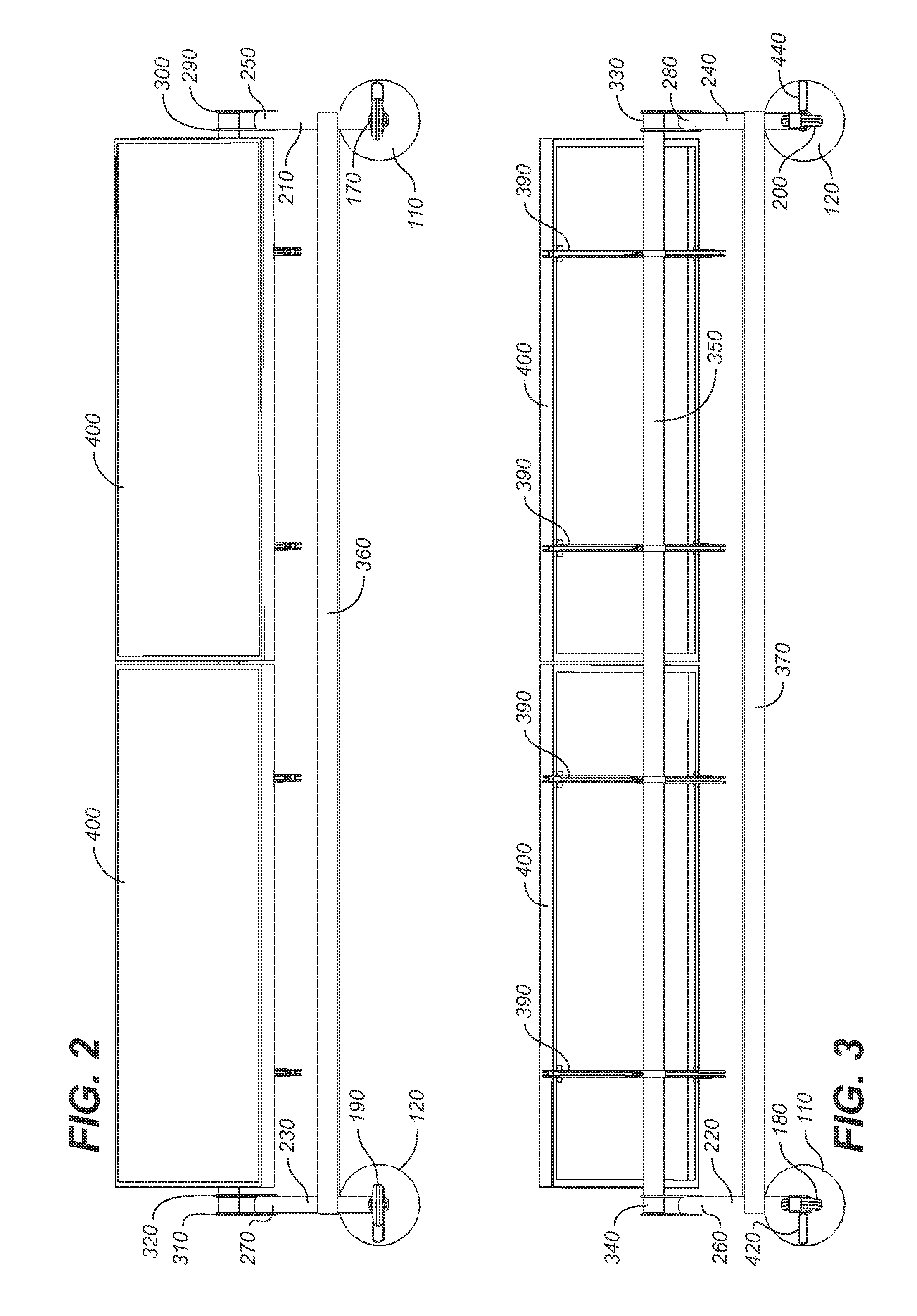 Floating support structure for a solar panel array