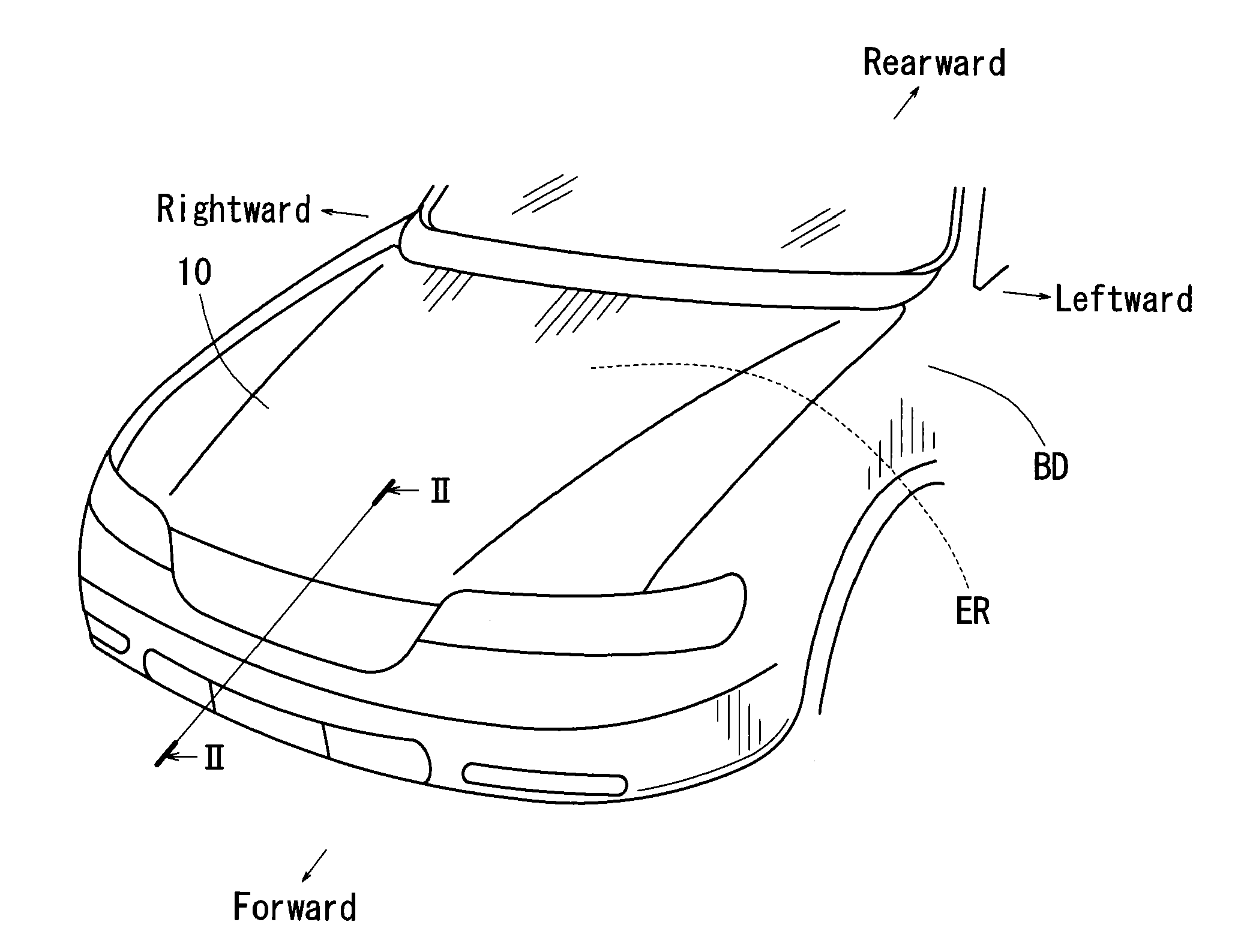 Front structure of automobile hood