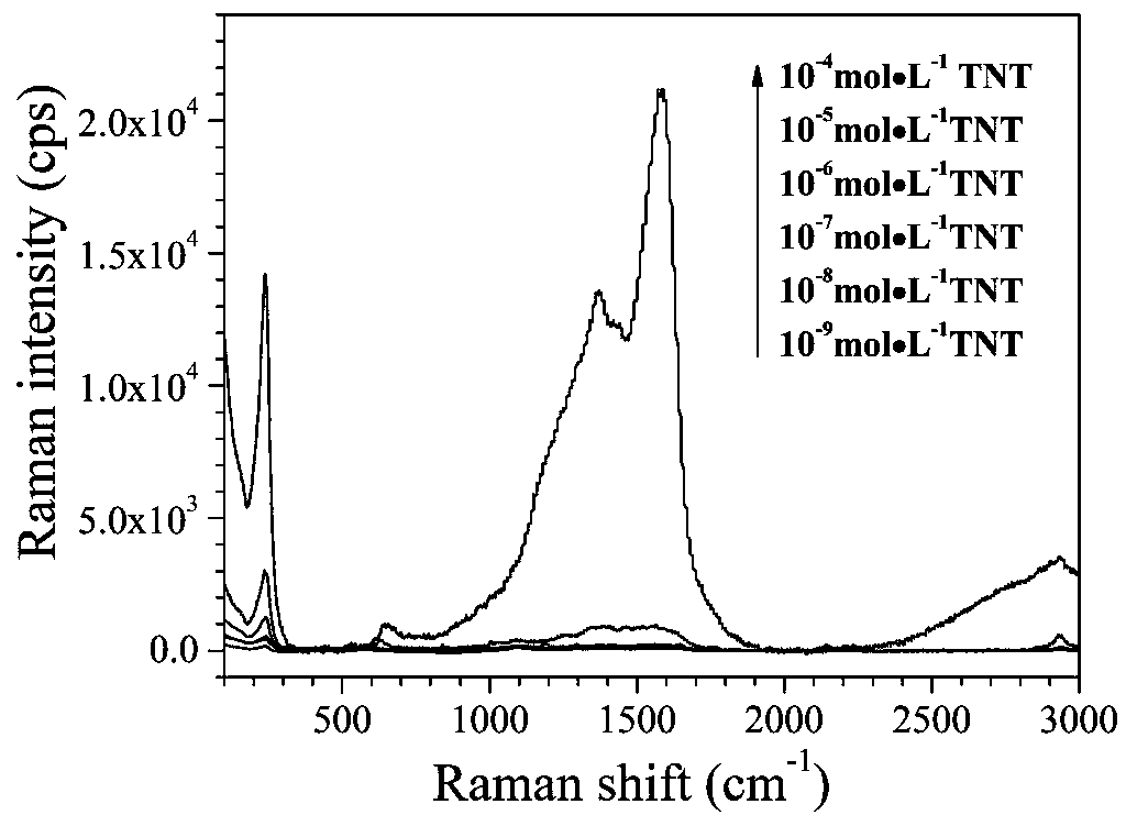 Preparation method for cubic nanogold SERS (Surface Enhanced Raman Scattering) probe used for TNT (trinitrotoluene) detection
