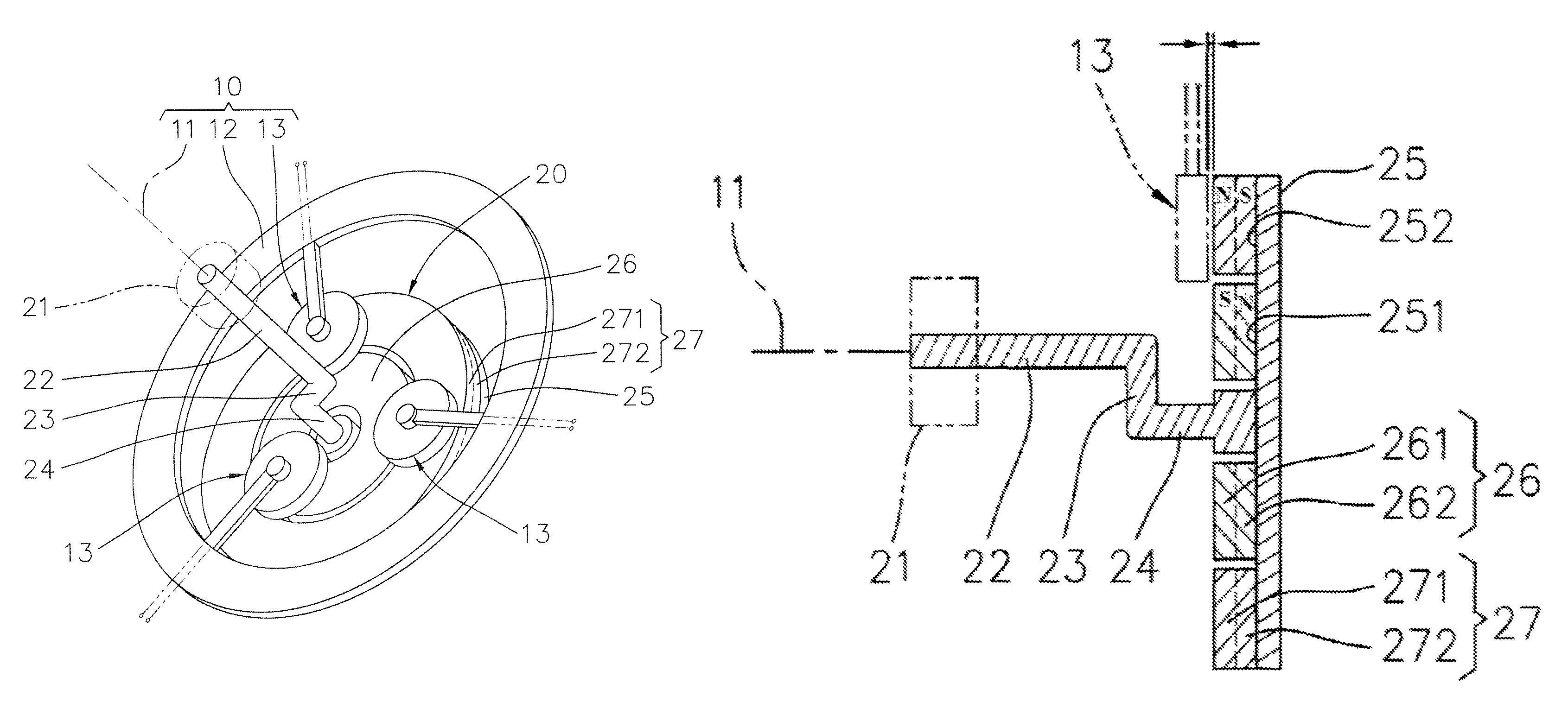 Energy converting device having an eccentric rotor