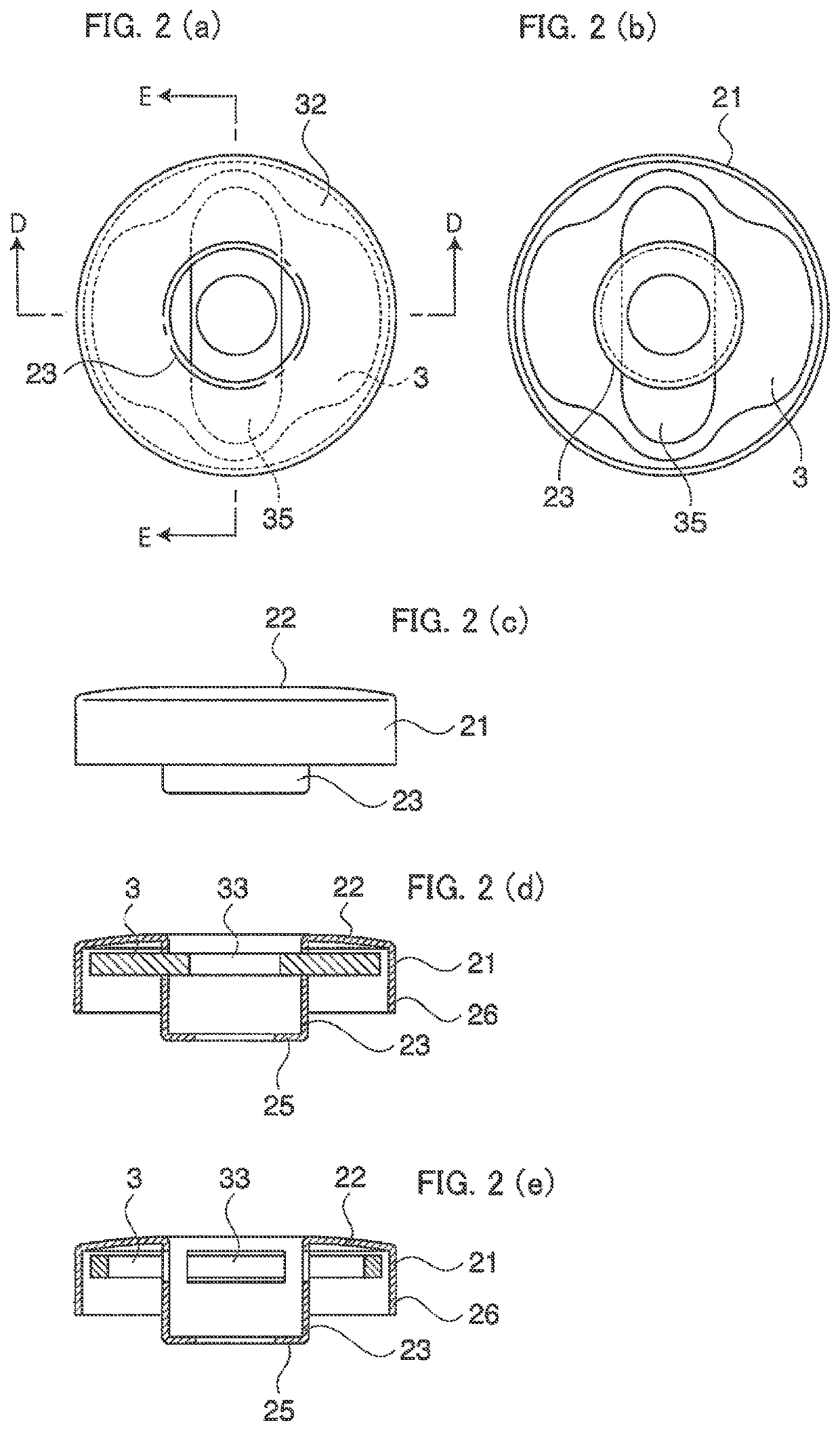 Female member of snap fastener and resin spring used therein