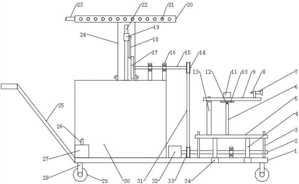High-efficiency water-spraying and dust-removing device for buildings