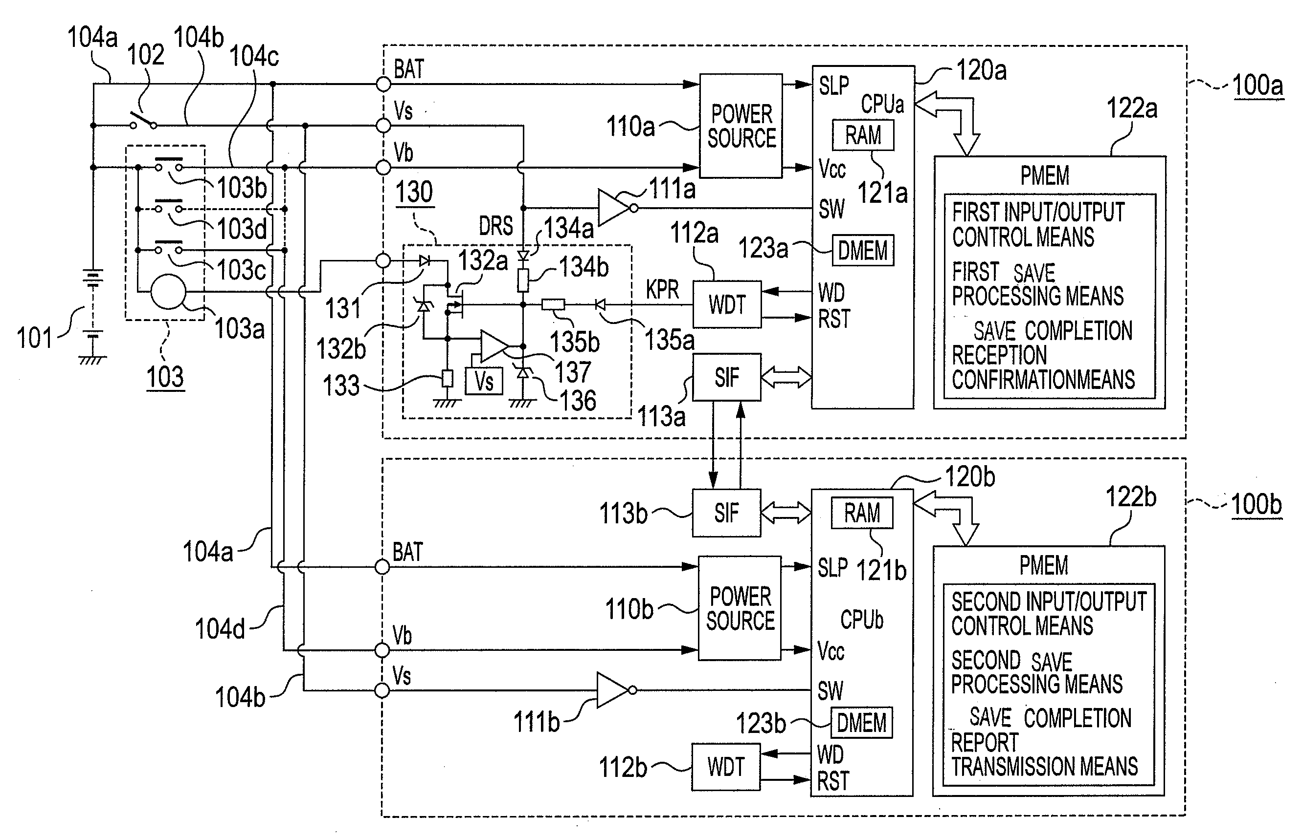 Power feed control circuit for on-vehicle electronic control apparatuses