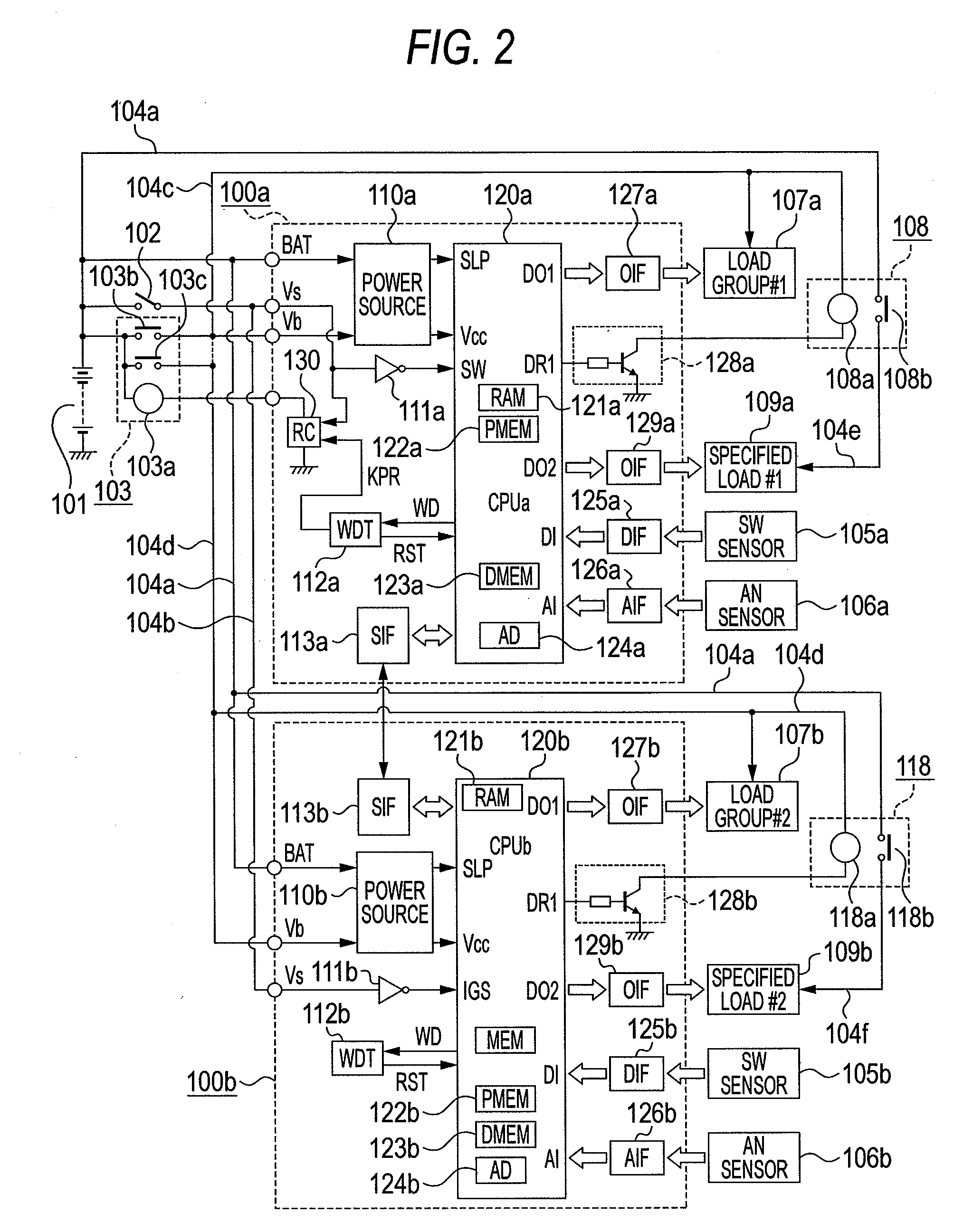 Power feed control circuit for on-vehicle electronic control apparatuses