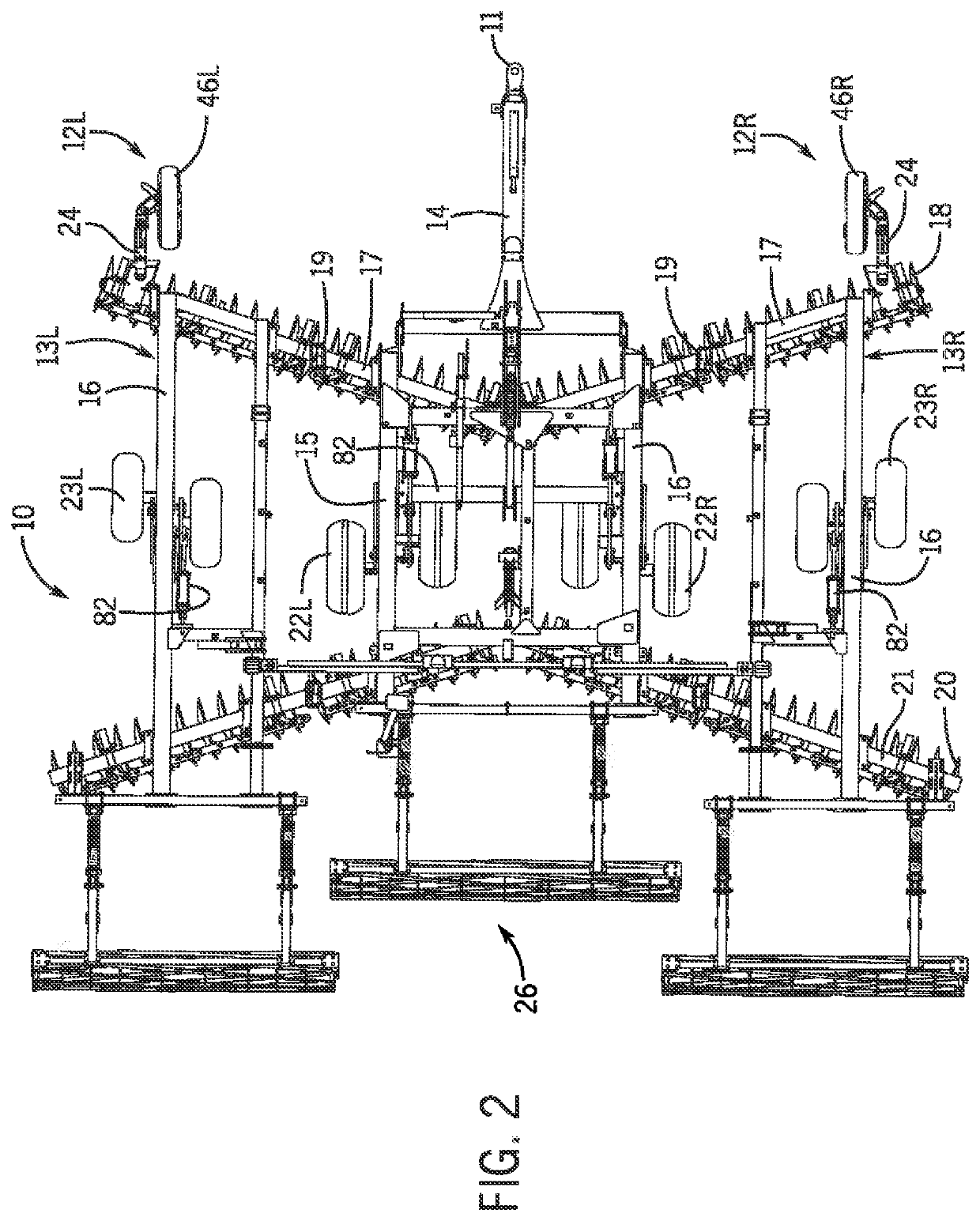 Remote hydraulic actuation and positioning of a plurality of implement stabilizer wheels