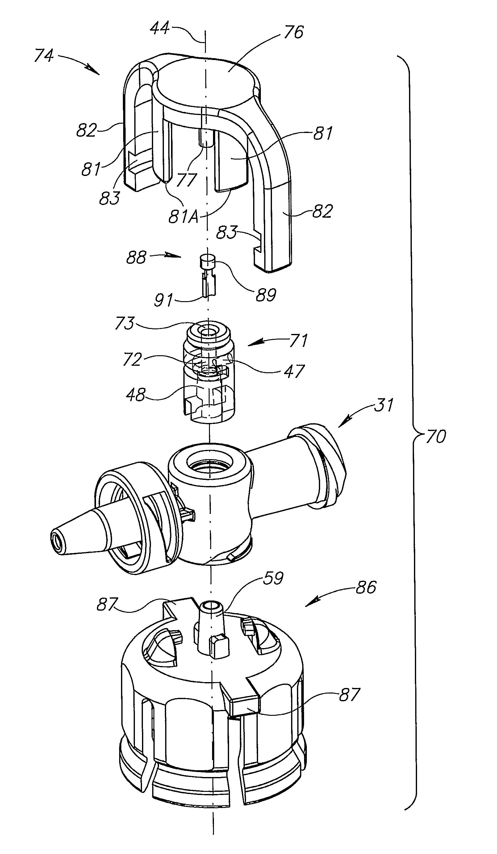 Fluid control device with manually depressed actuator