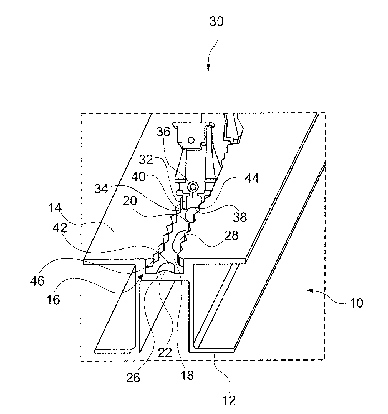 Rail arrangement for guiding a fitting inside guiding rails particularly in aircrafts