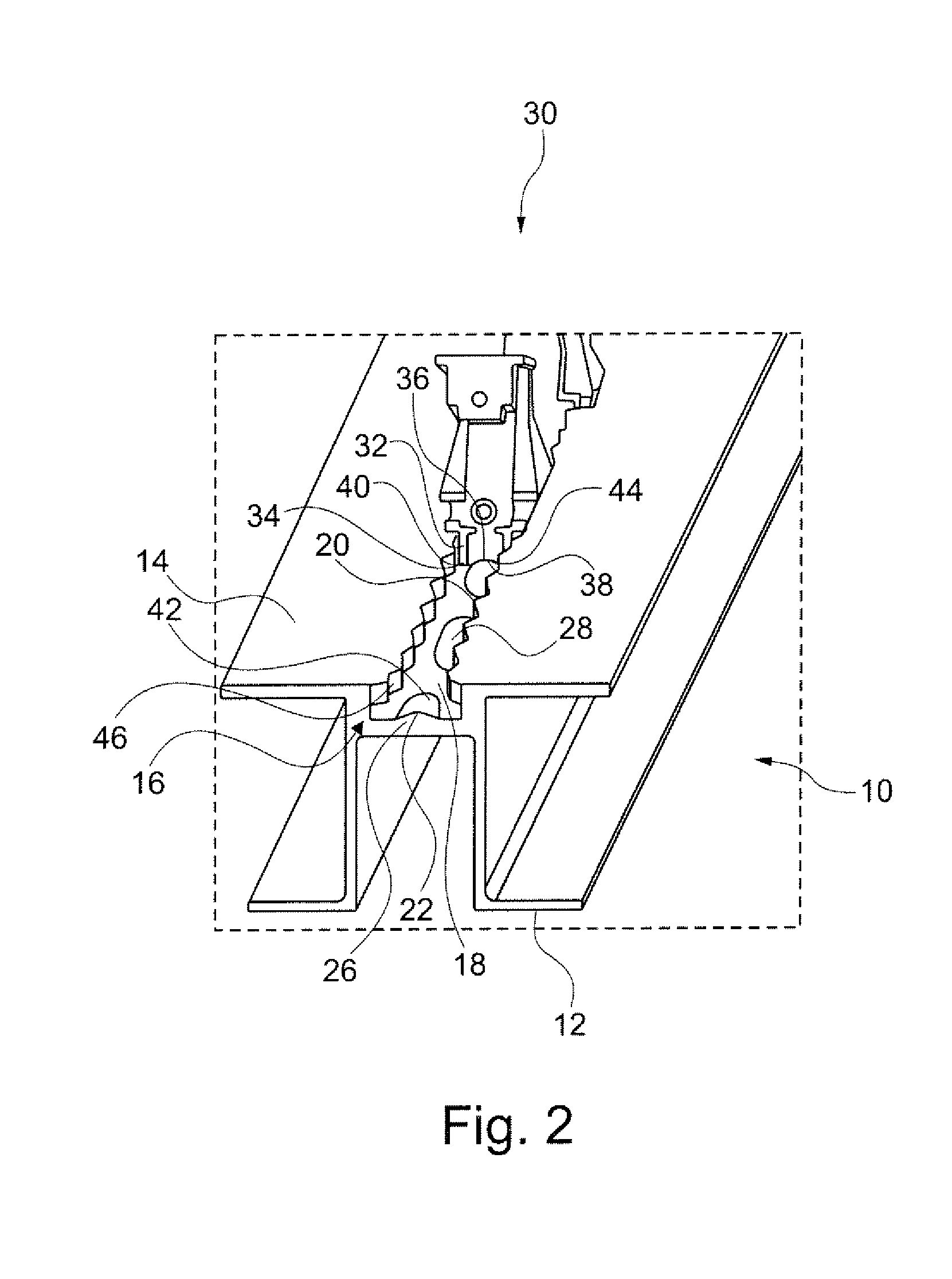 Rail arrangement for guiding a fitting inside guiding rails particularly in aircrafts