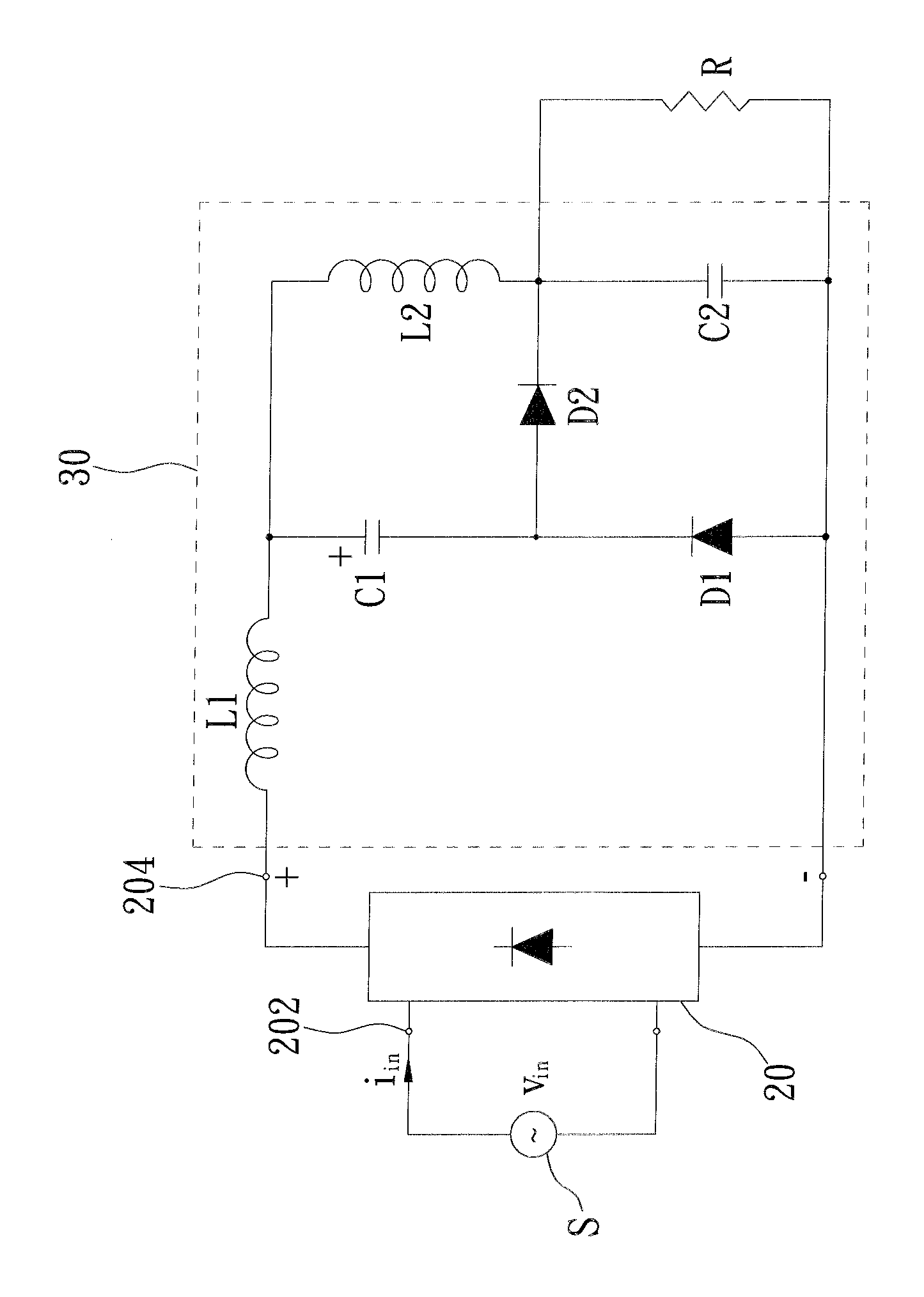 Ac/dc converter with passive power factor correction circuit and method of correcting power factor