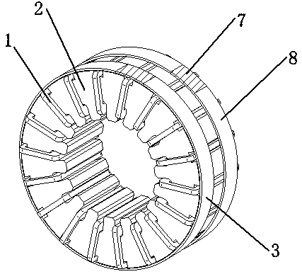 Magnetic flux modulation stator structure using axial sectional hysteresis loop