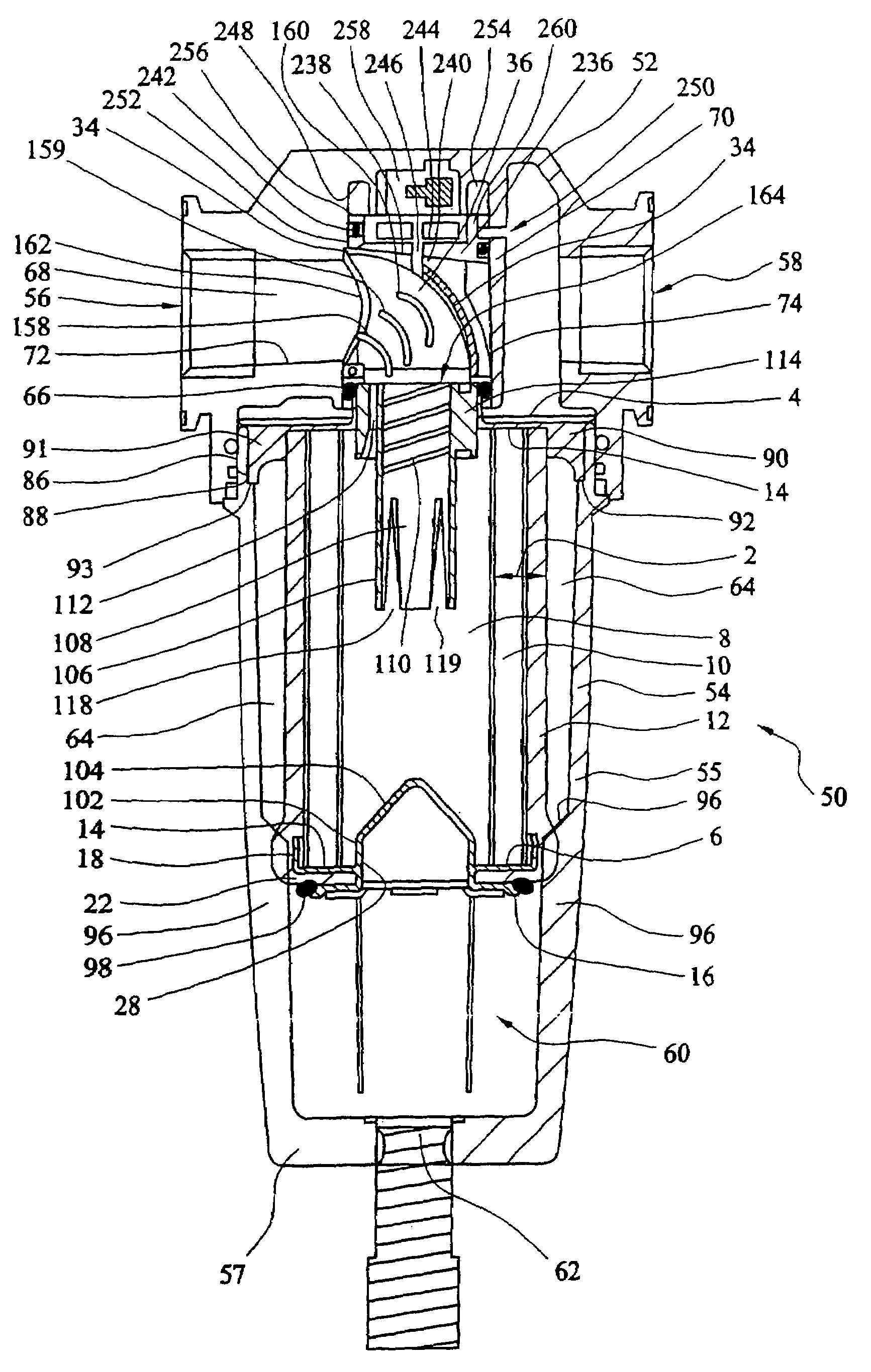 Assembly for collecting material entrained in a gas stream