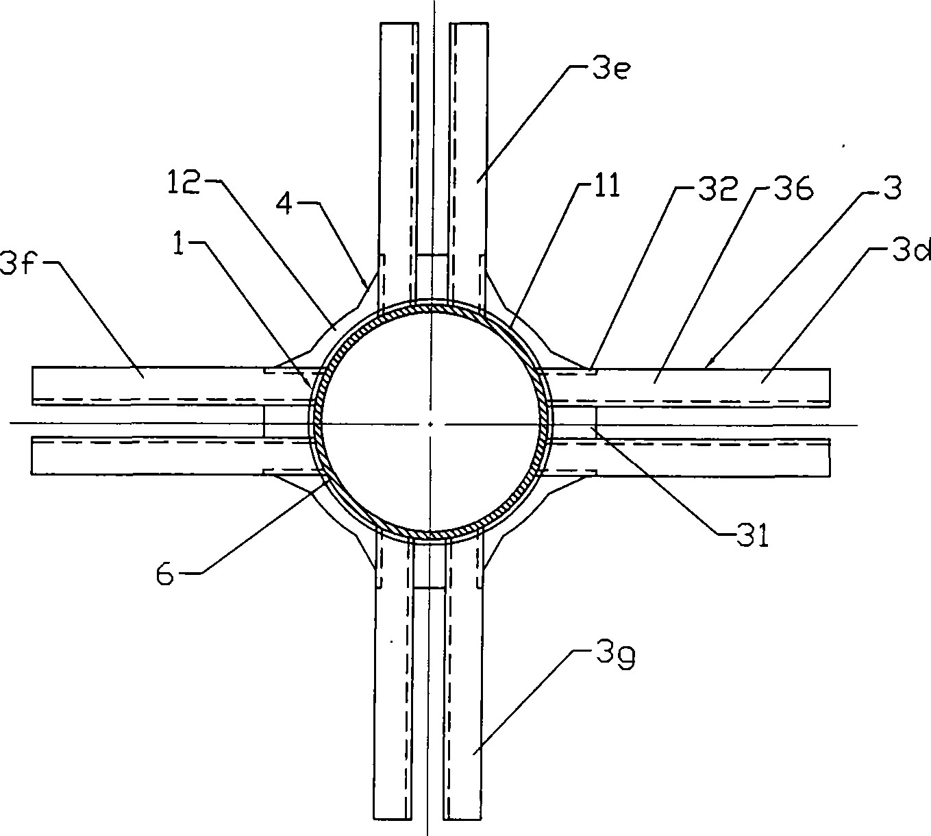 Node component used for connecting steel tube concrete column with building roof beam