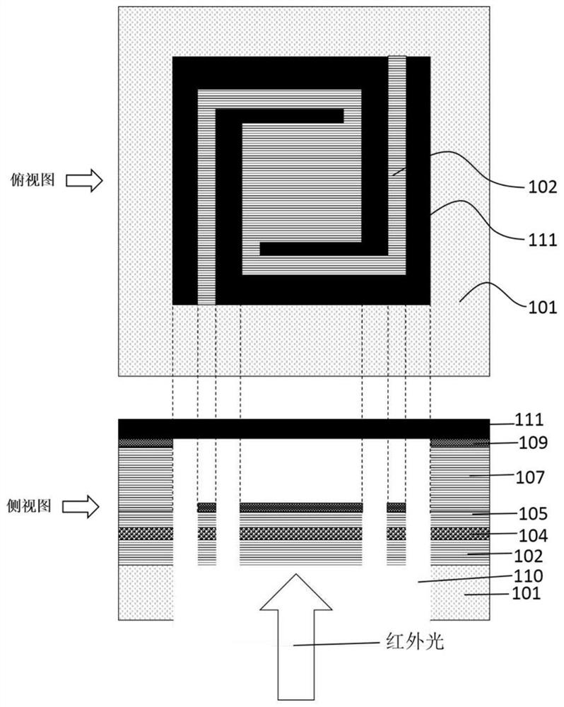 Metallized polycrystalline silicon infrared micro-bolometer and preparation method thereof