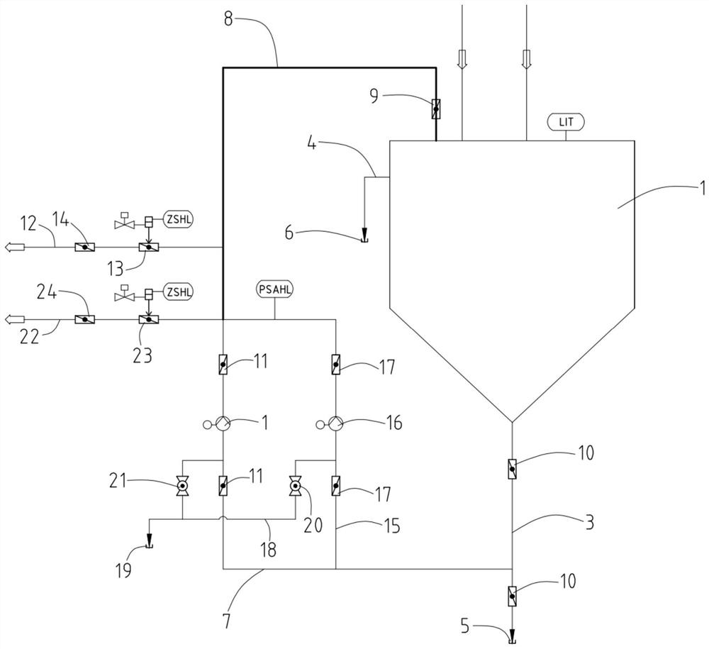 Waste acid system with internal circulation structure