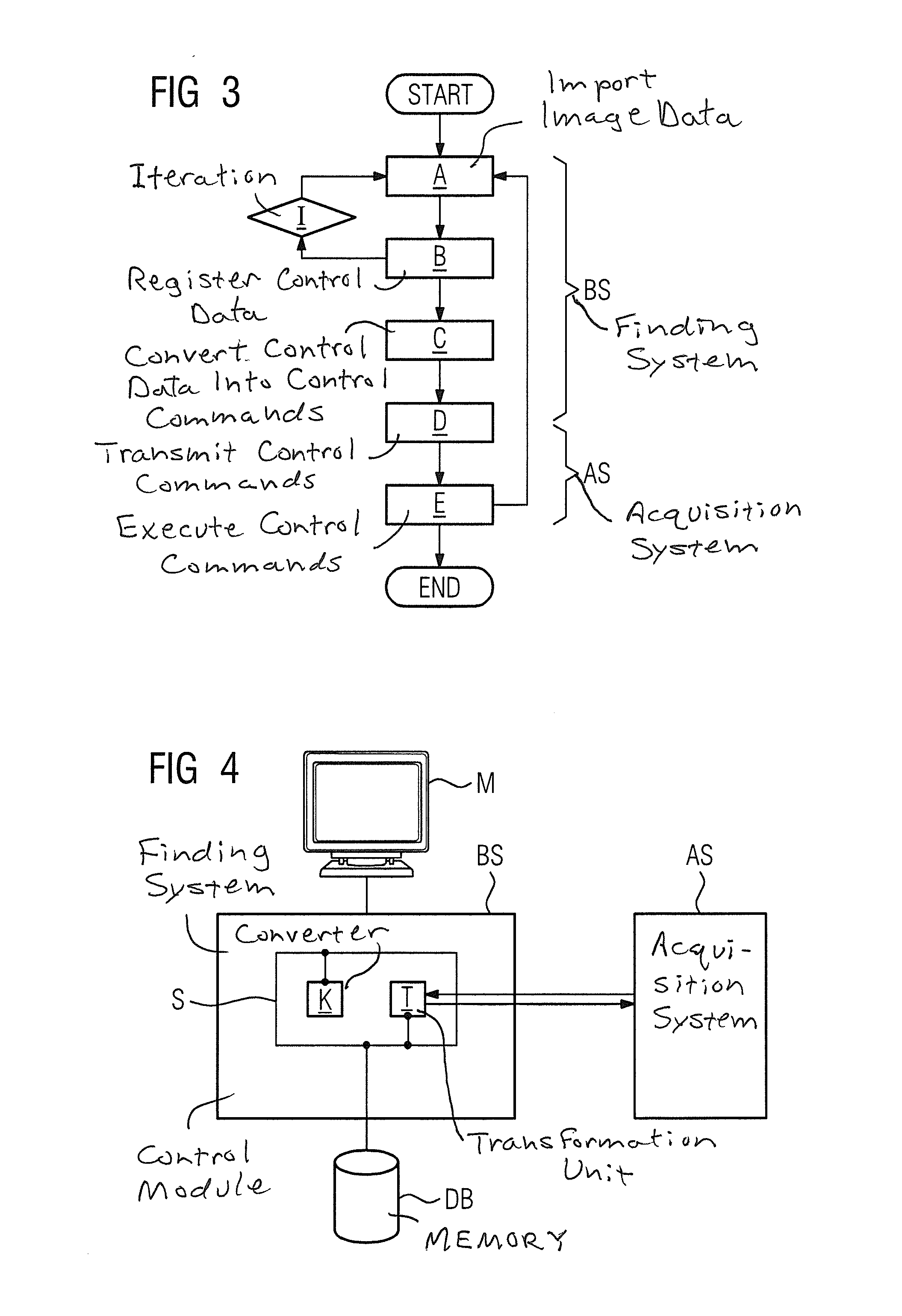 Medical finding system with control module for image acquisition