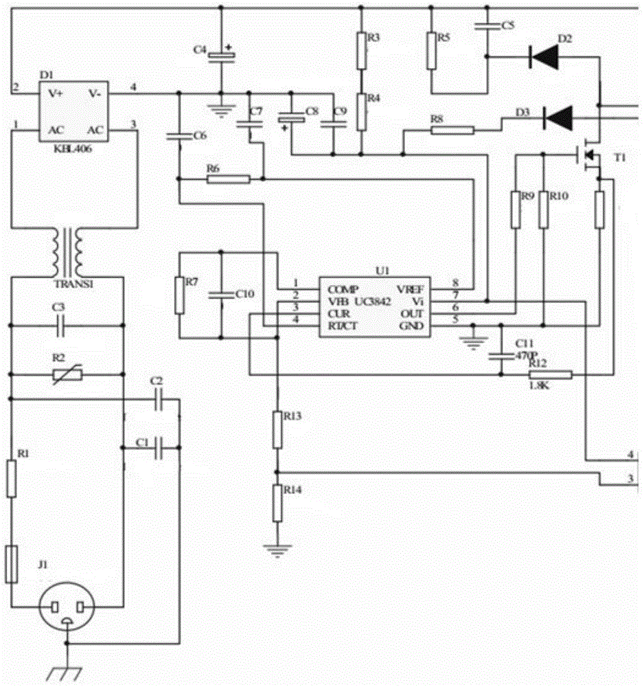 Large-power LED street-lamp constant-voltage constant-current switch power supply adapter