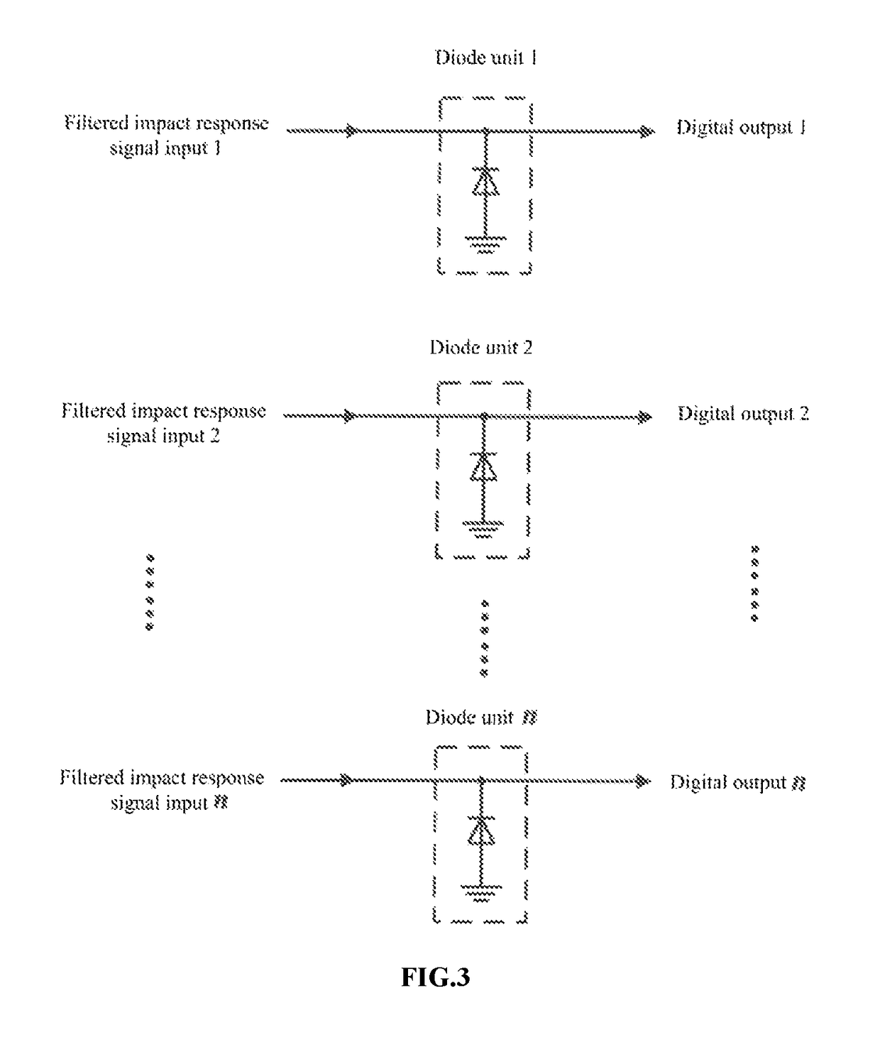 Diode array-based digitized miniature ultra-low-power-consumption impact monitoring system