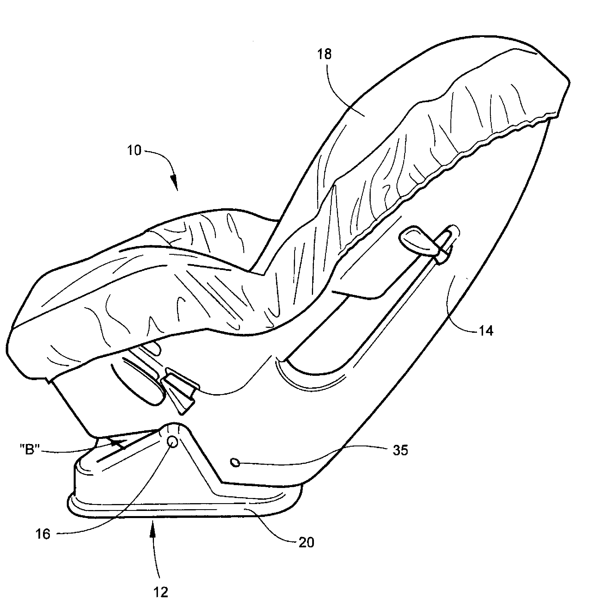 Child safety seat with load limited base