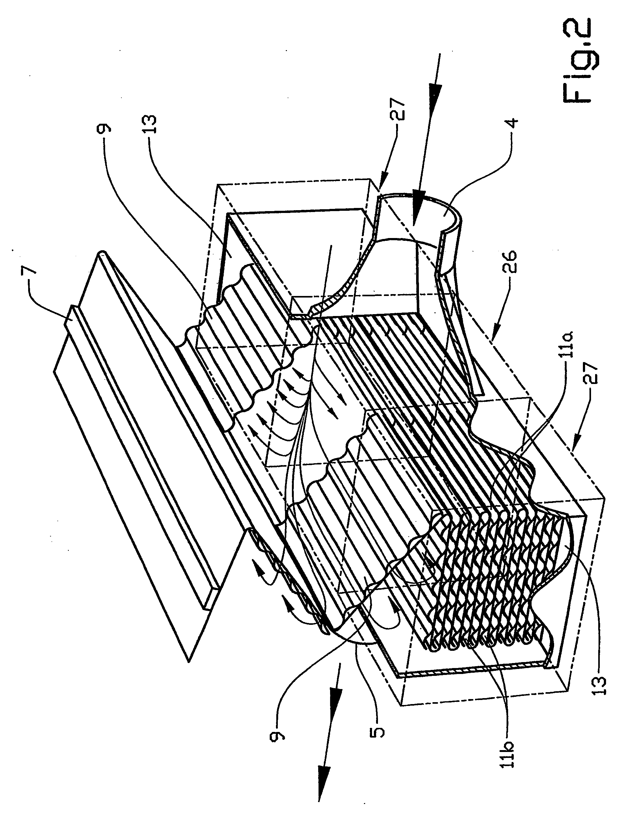 Device for treatment of a gas flow