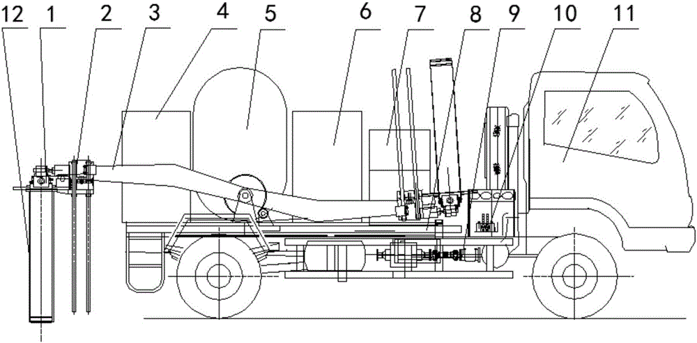 Tree planting vehicle and method applicable to desert and dry-sand land