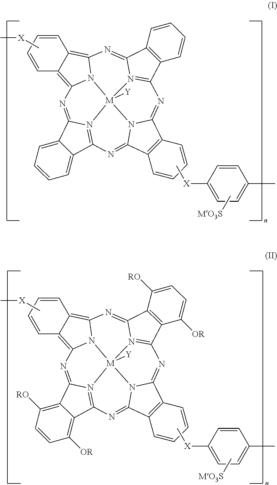 Phthalocyanines and naphthalocyanines with near-ir absorptions for inkjet inks