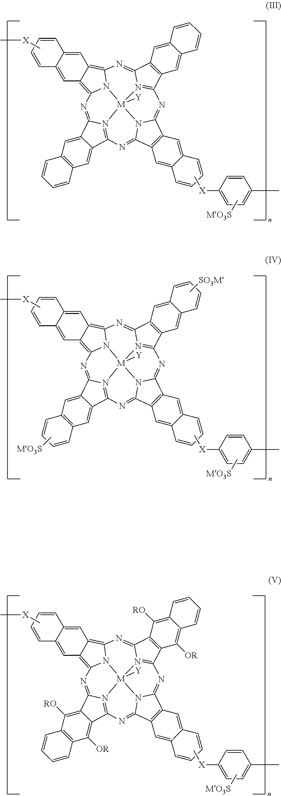 Phthalocyanines and naphthalocyanines with near-ir absorptions for inkjet inks