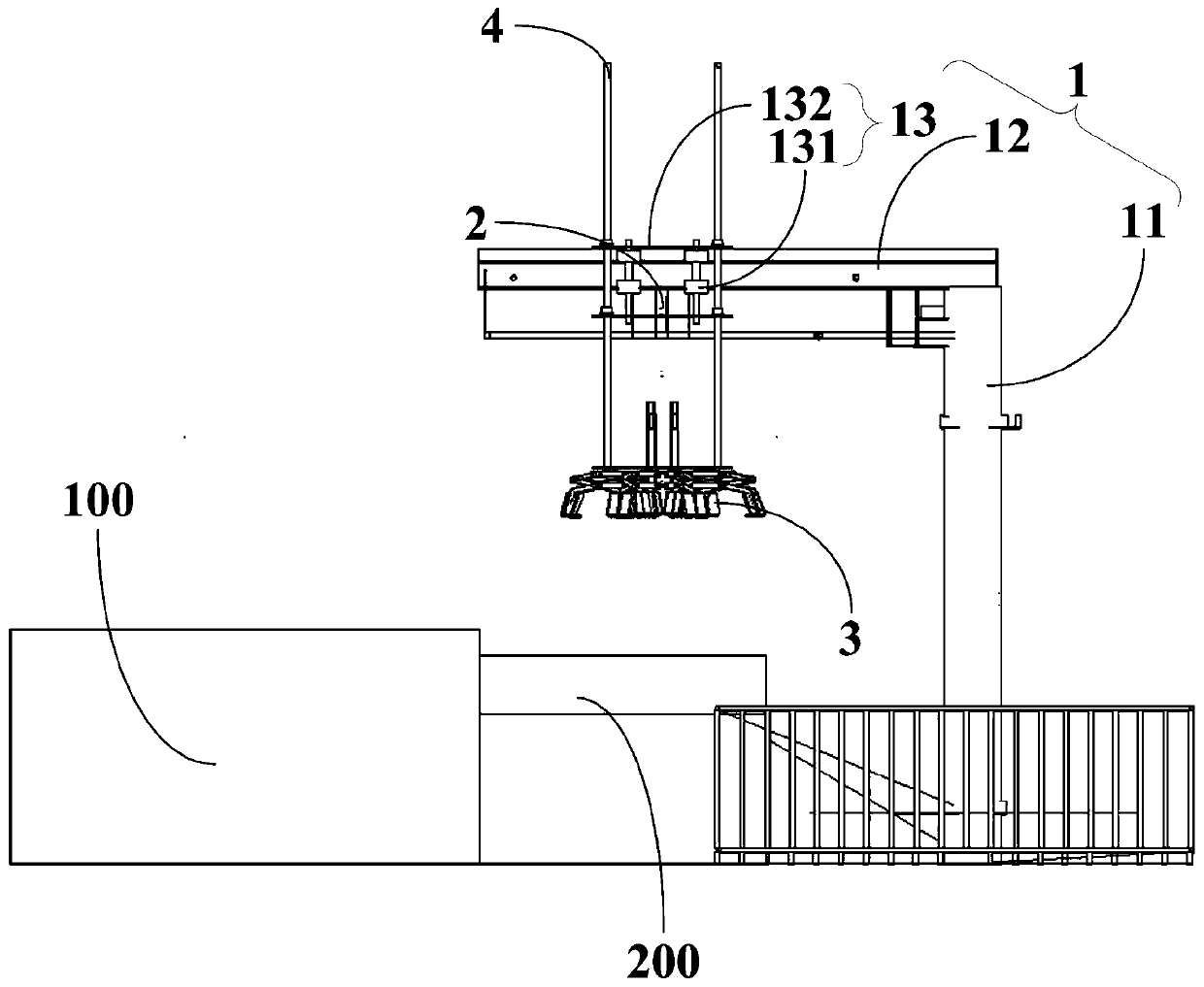 Automatic grabbing device in cotton production processing