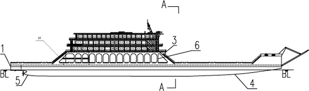 Large-scale cargo truck ro-ro passenger ship in inland waters