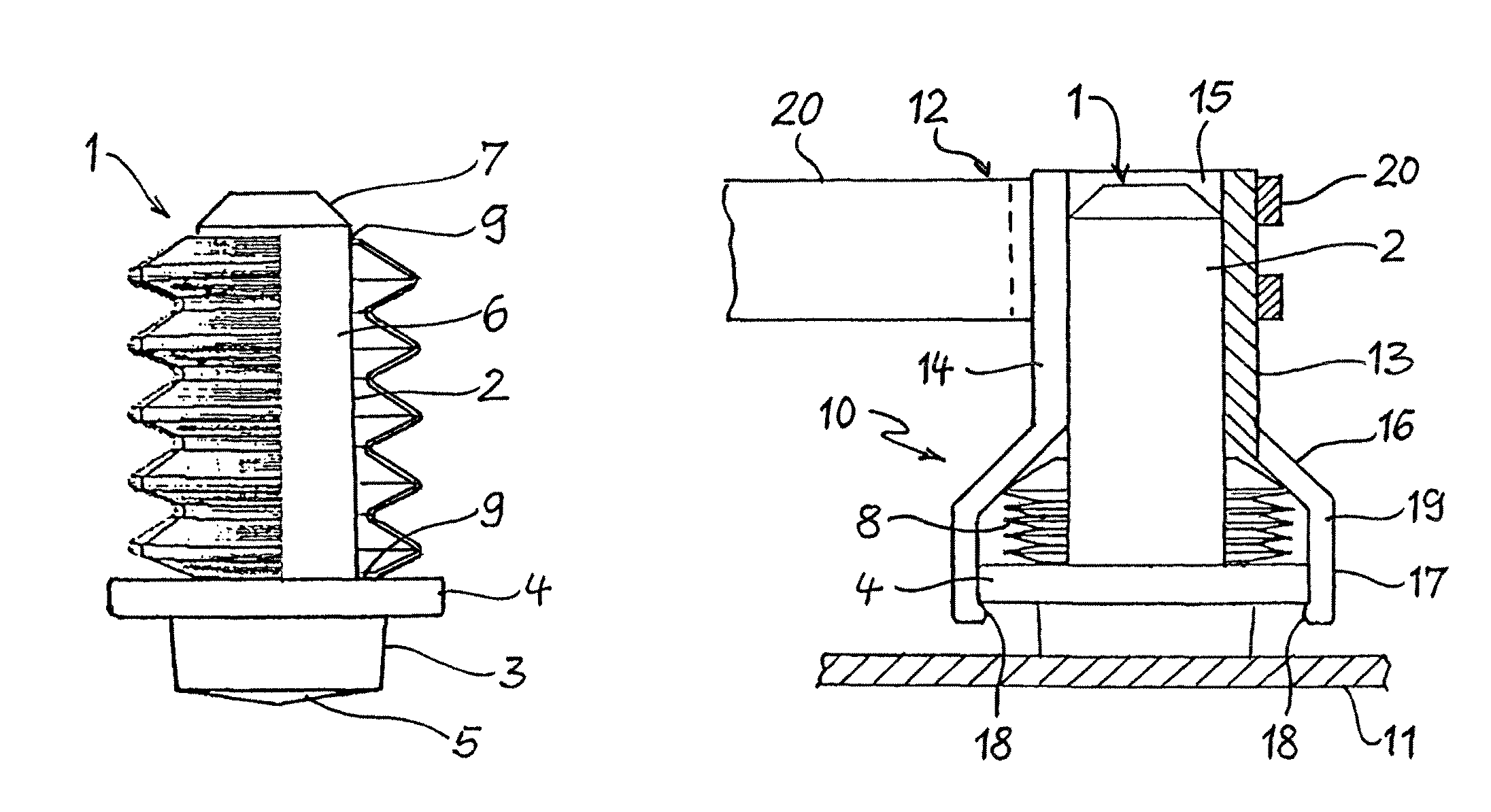 Junction bolt, junction element, and electrically conductive coupling device
