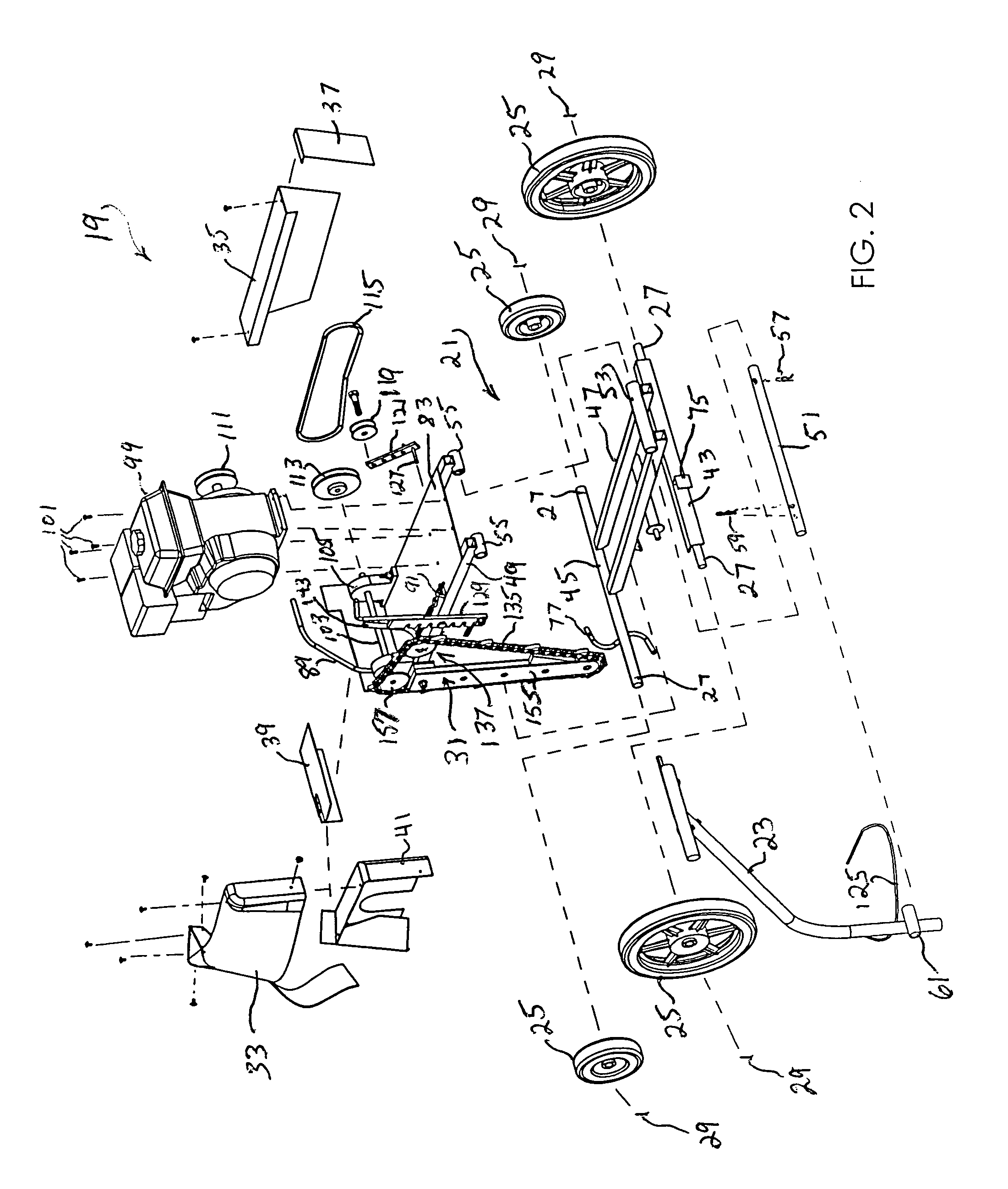 Operator propelled and/or guided portable trencher