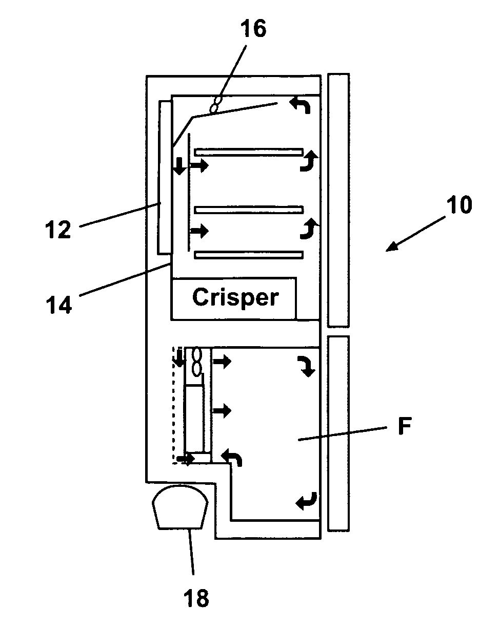 Method for controlling humidity in a domestic refrigerator, and refrigerator adapted to carry out such method