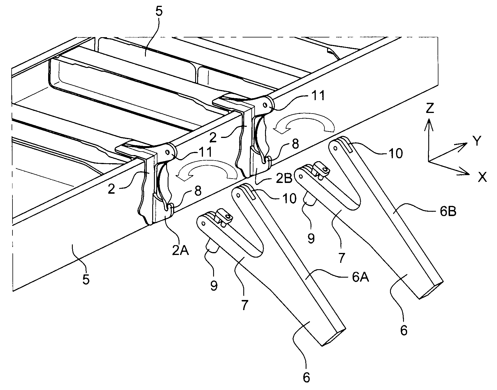 Attachment interface device for attaching mobile equipment to an aircraft structure