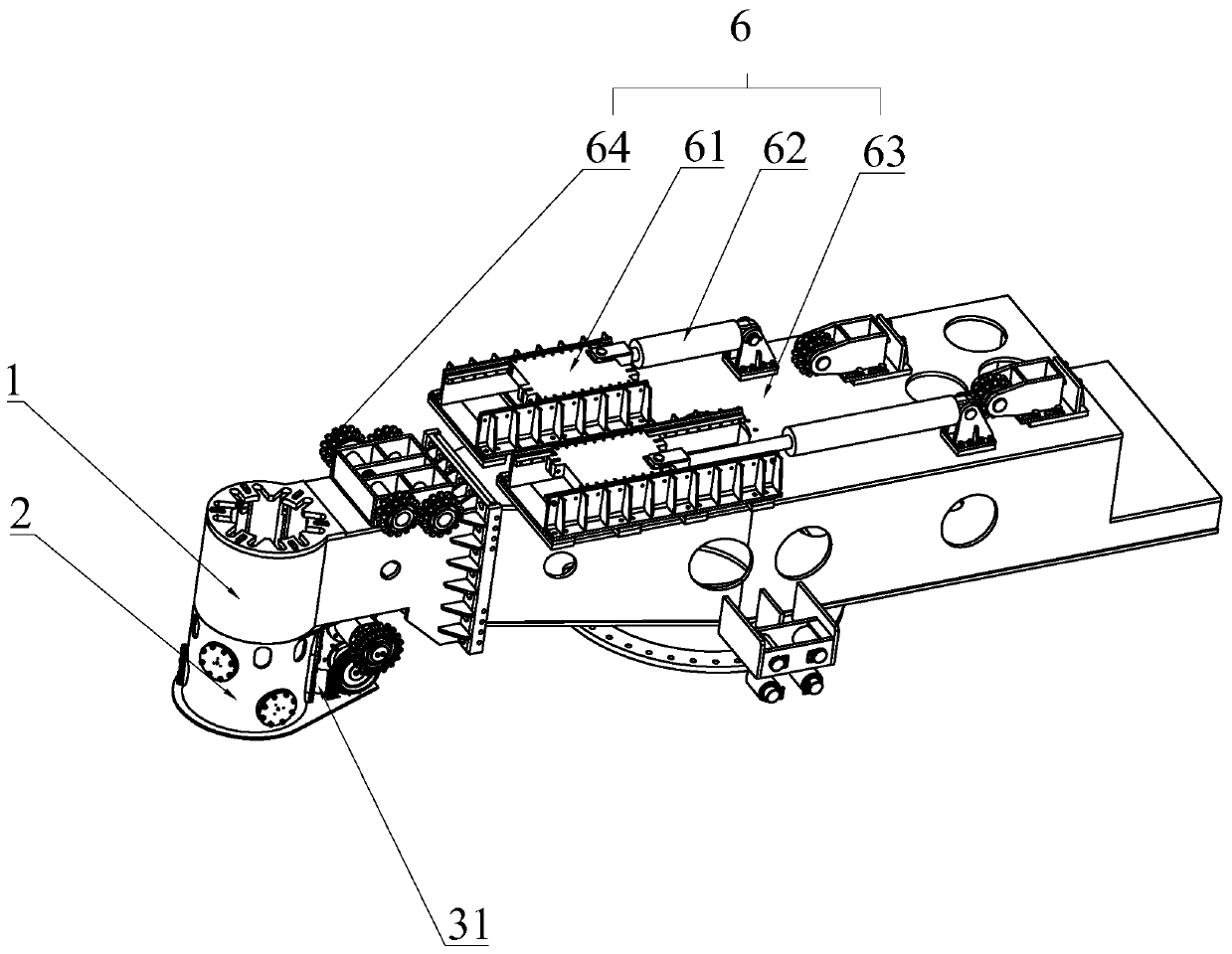 Chain driving system on stand column