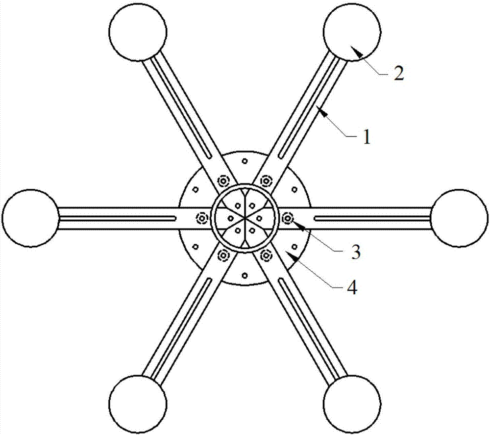 Distributed type fan blade type tuned mass damper device